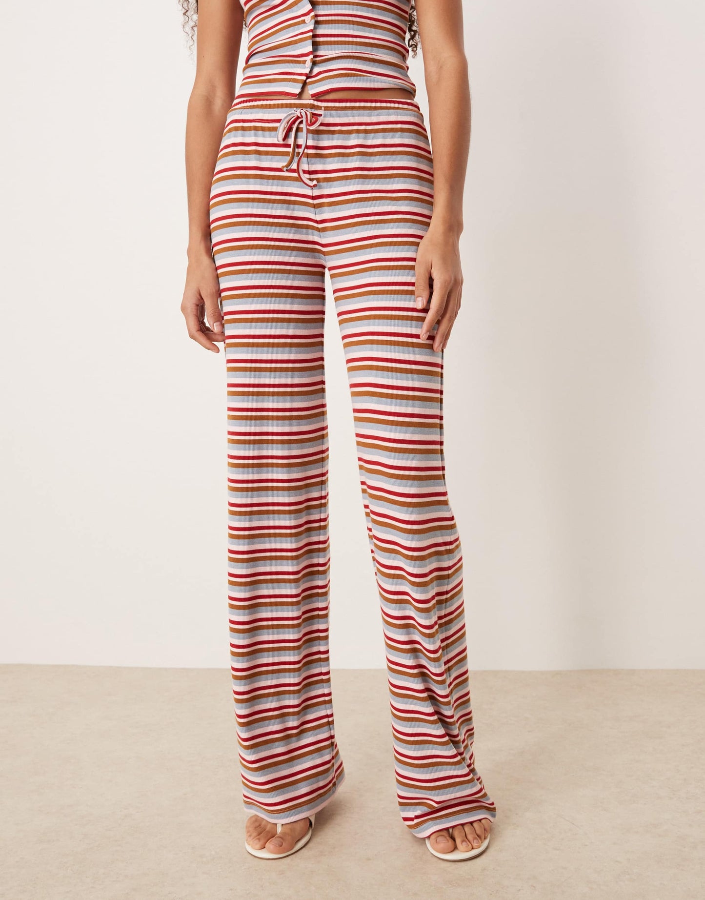ASOS DESIGN wide leg trouser co-ord in pink stripe
