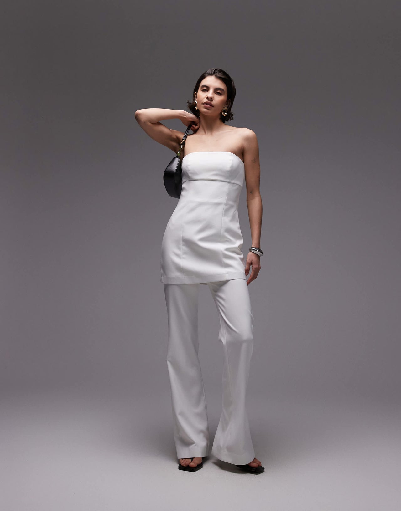 Mango bandeau layered jumpsuit in white