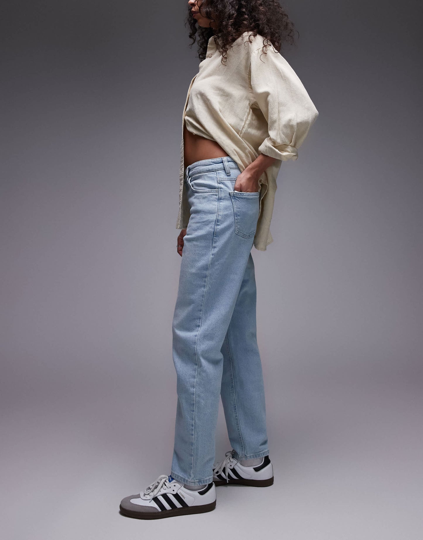 Mango Newmom mom jeans in bleach washed blue