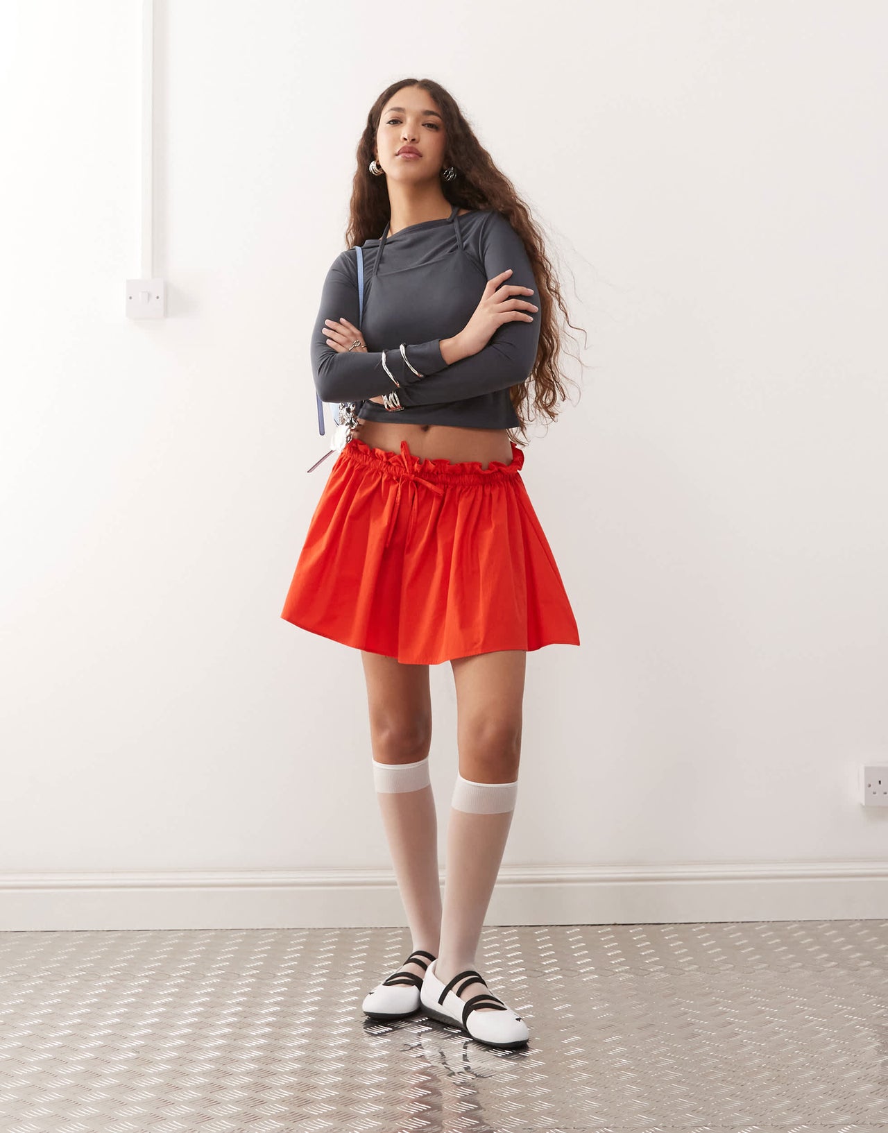 ASOS DESIGN poplin low rise micro mini skirt in red