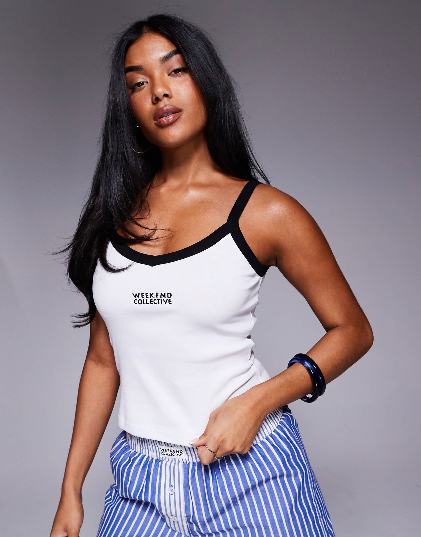 Weekend Collective vest with contrast trim in white