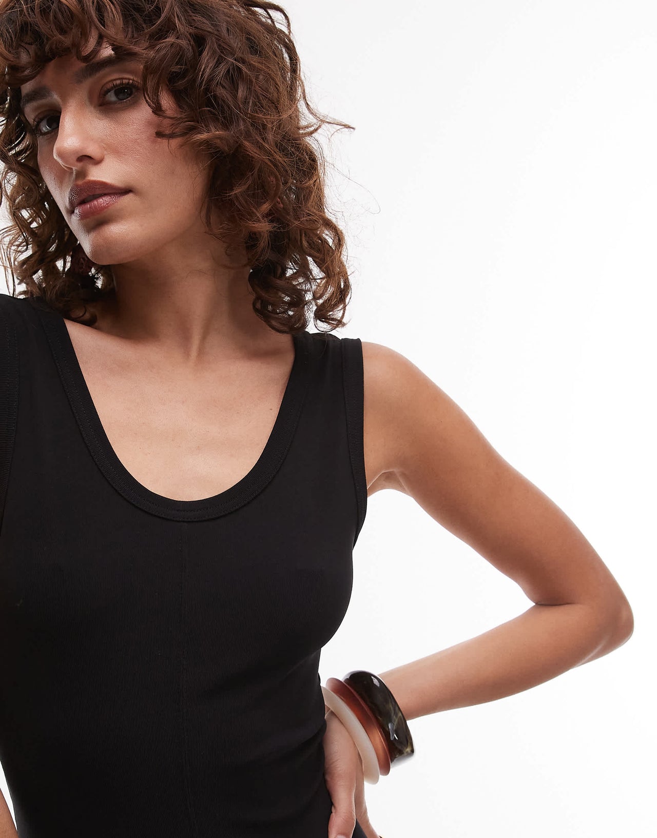 ARKET compact rib sleeveless midi dress in black