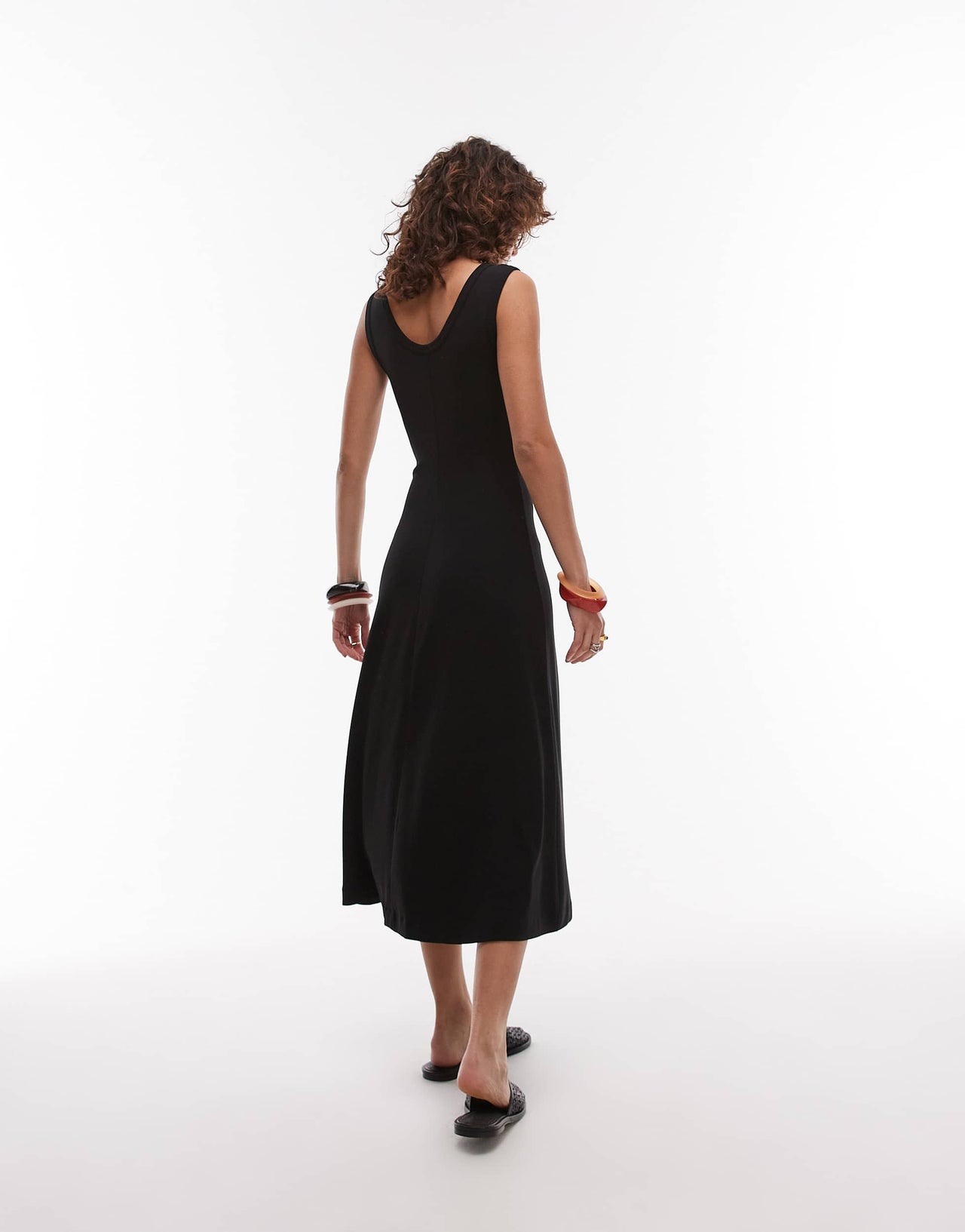 ARKET compact rib sleeveless midi dress in black