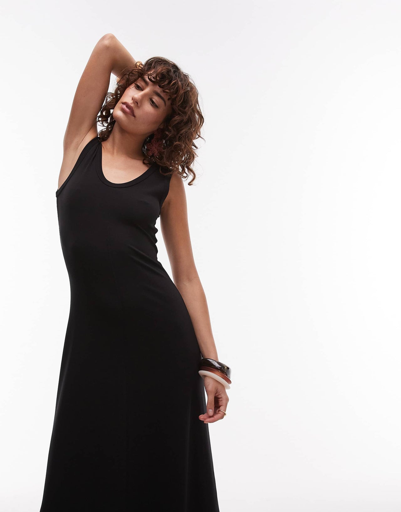 ARKET compact rib sleeveless midi dress in black