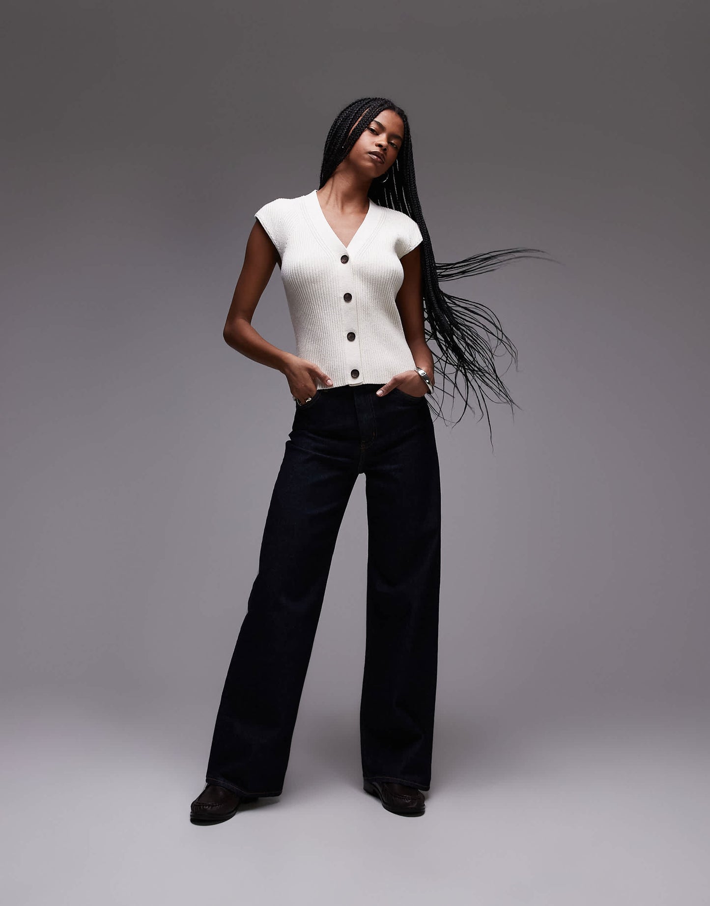 ARKET knitted waistcoat tank in off white