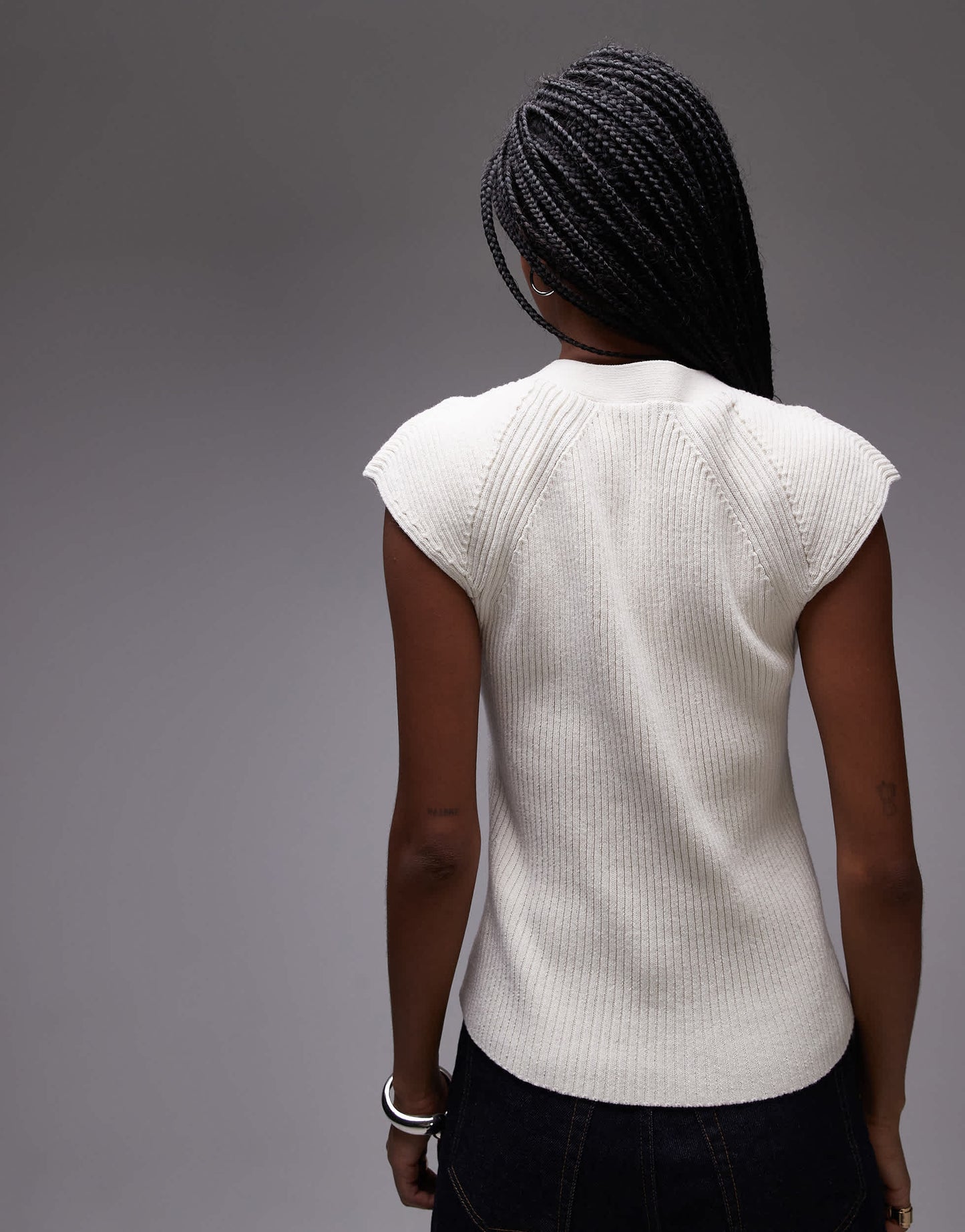 ARKET knitted waistcoat tank in off white