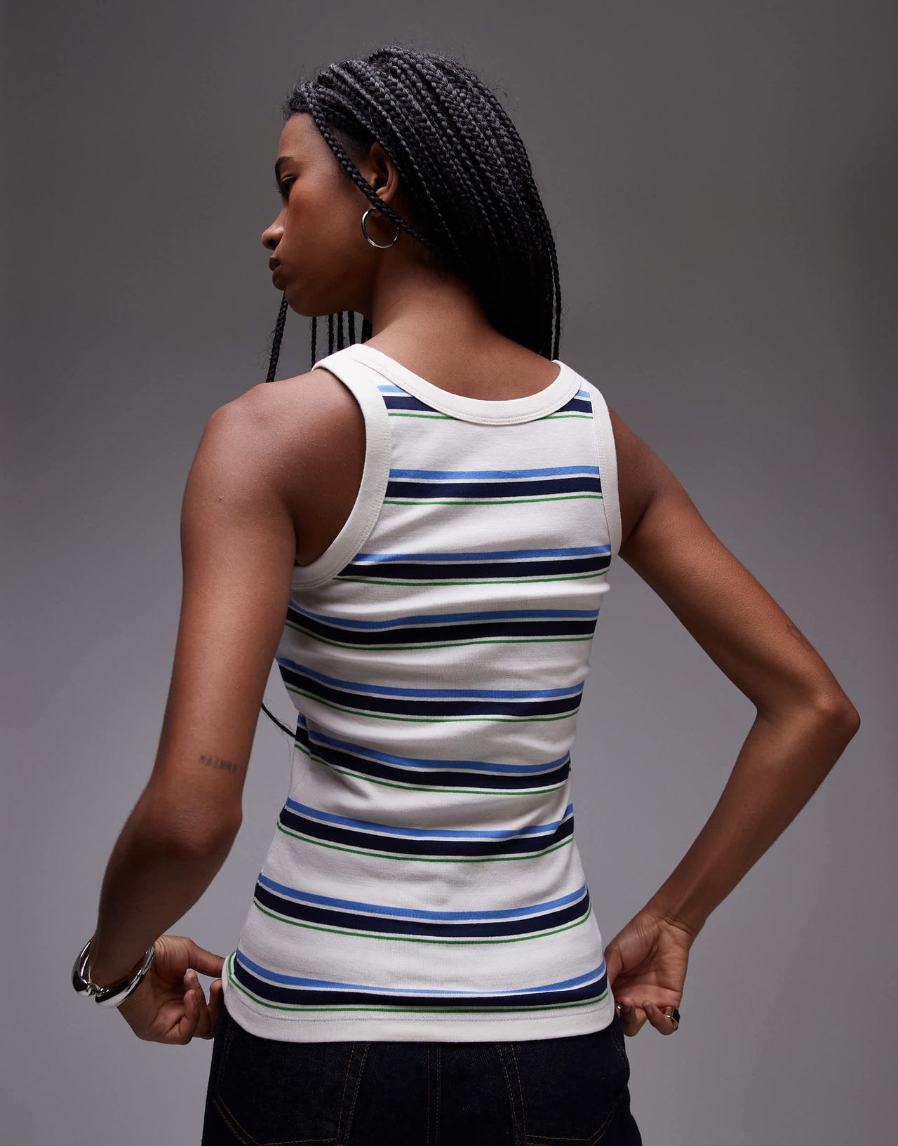 ARKET rib jersey vest top in multi stripes