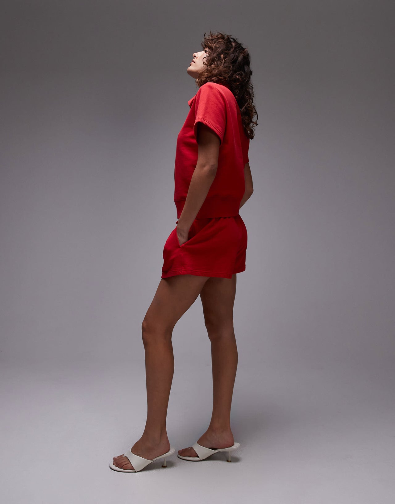 ARKET pure cotton pull on runner shorts in red
