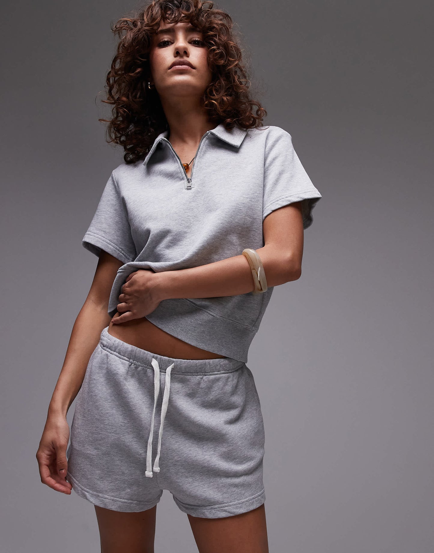 ARKET pure cotton pull on sweat shorts in grey