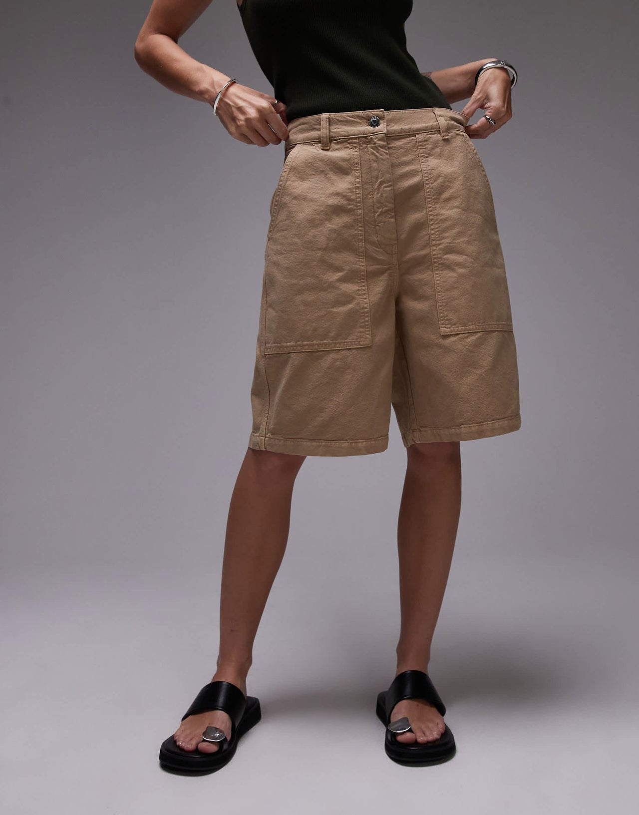 ARKET cotton utility bermuda shorts in beige