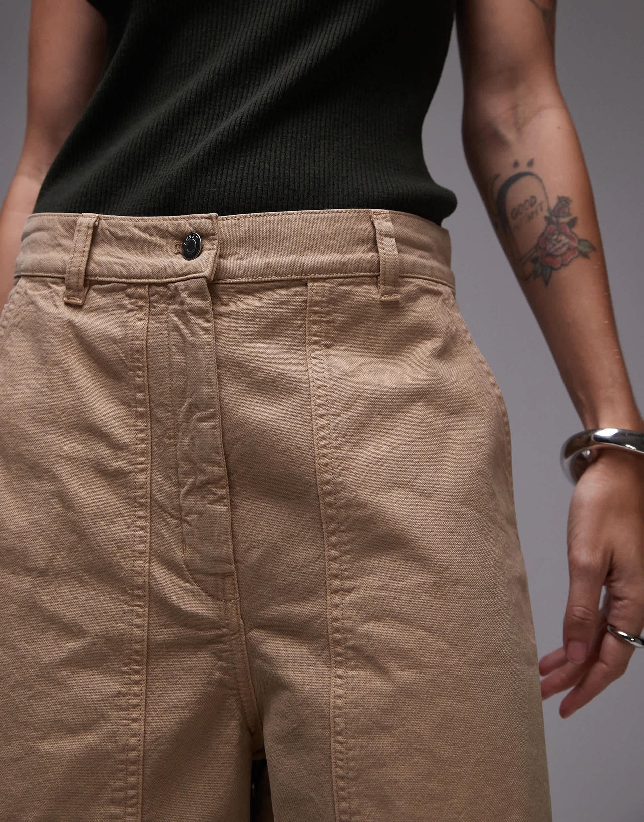 ARKET cotton utility bermuda shorts in beige