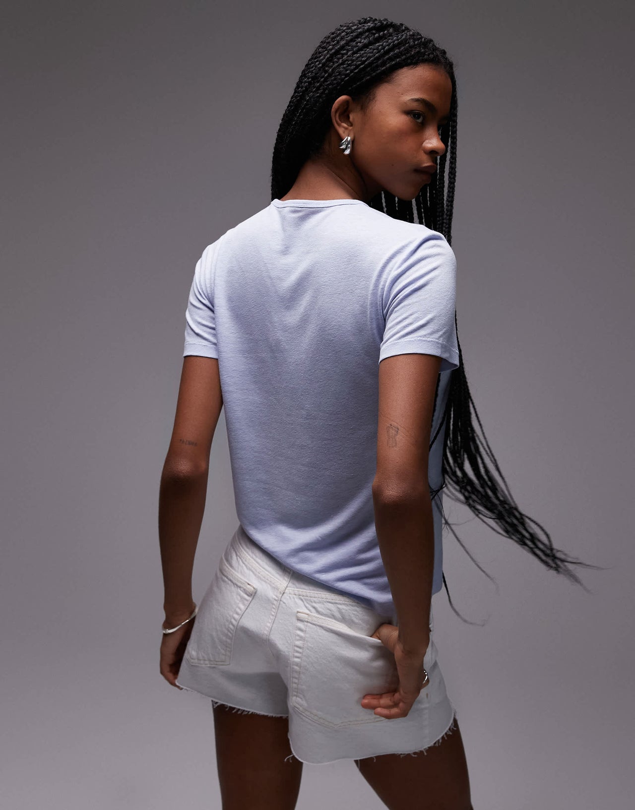 ARKET linen blend relaxed  t-shirt in light blue