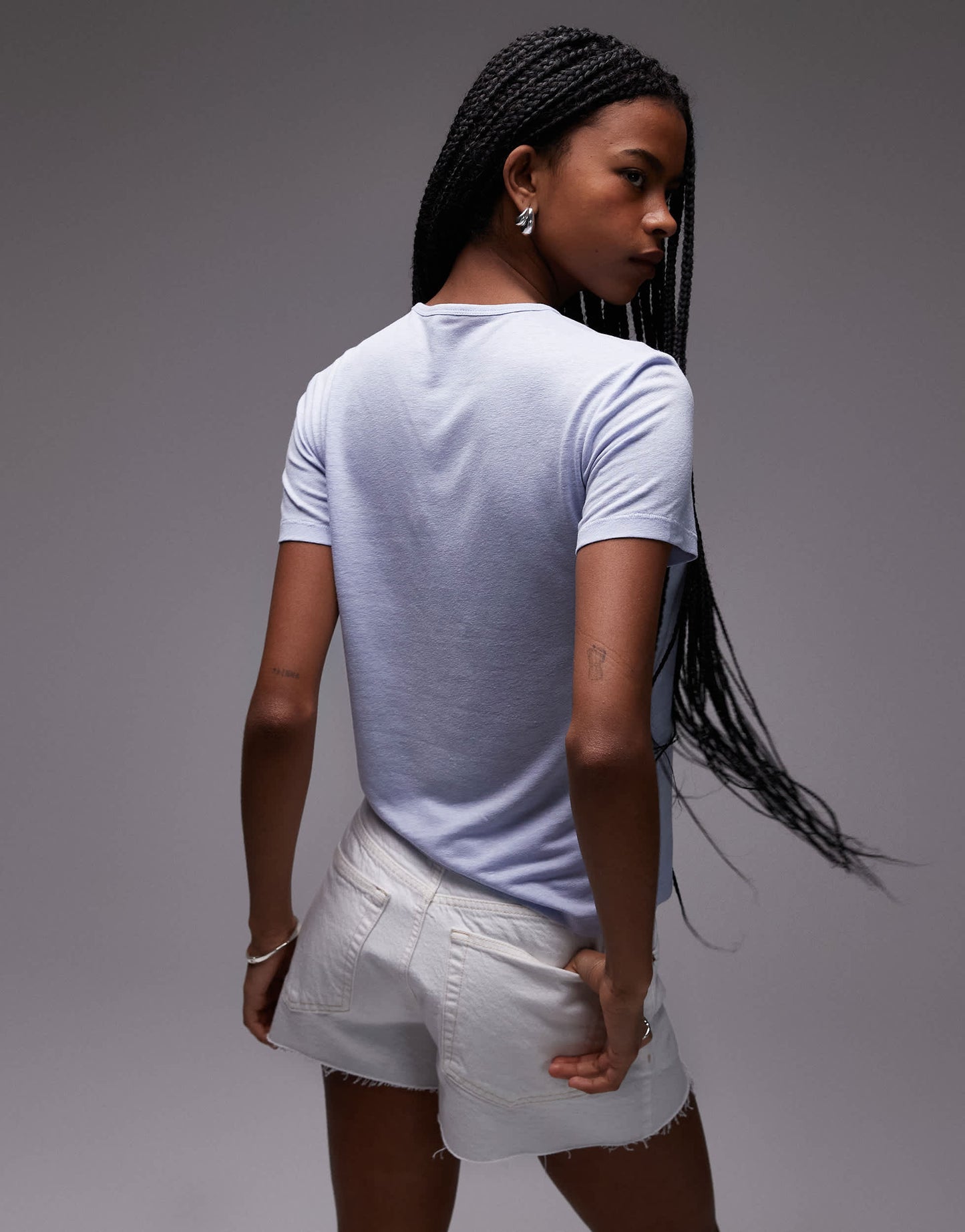 ARKET linen blend relaxed  t-shirt in light blue