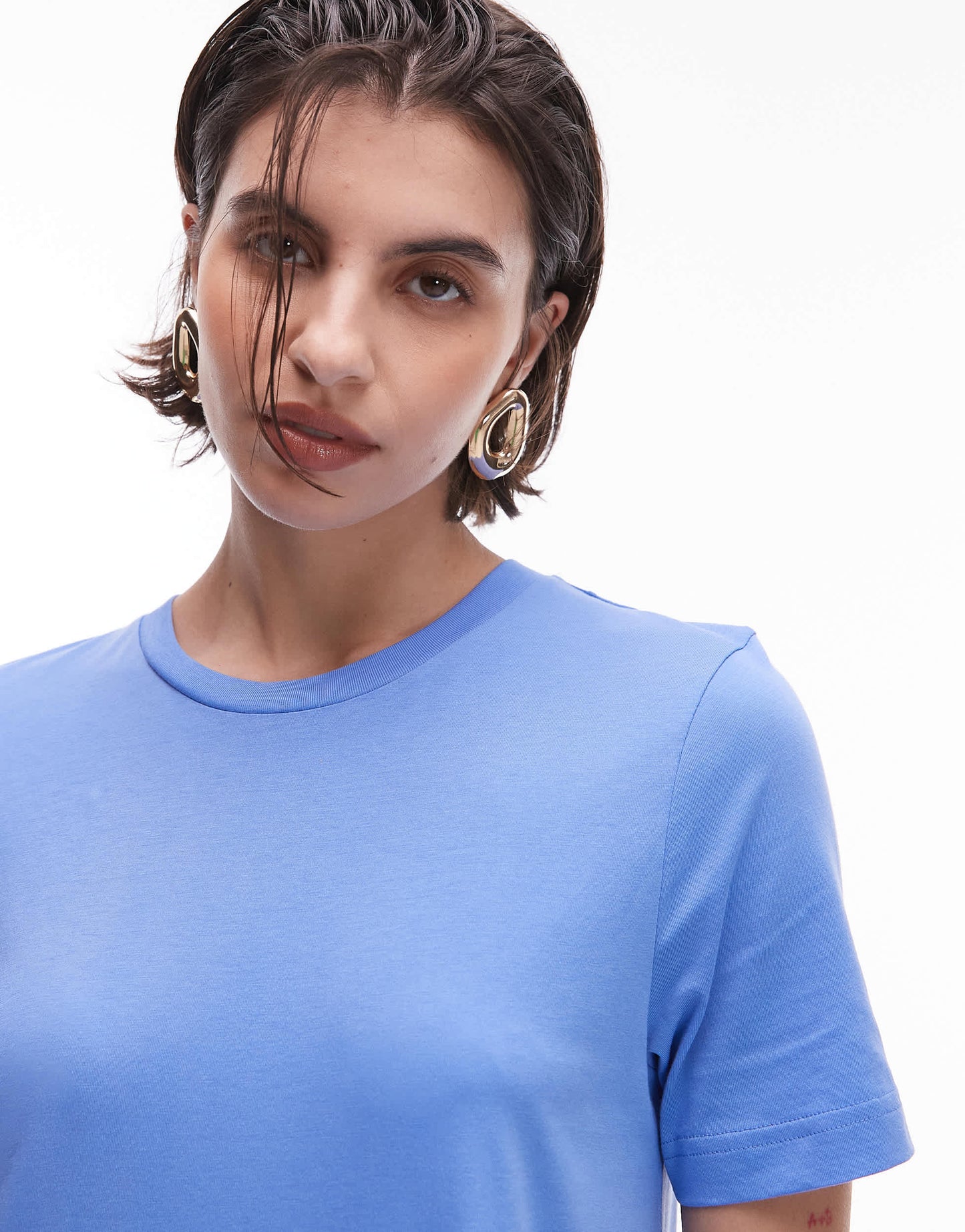 ARKET pure cotton jersey maxi dress with  short sleeves in blue