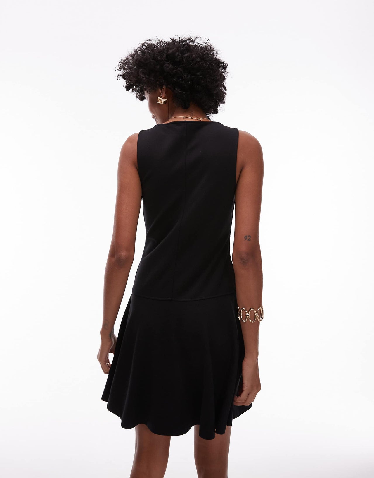 & Other Stories jersey boat neck mini dress with skater hem in black