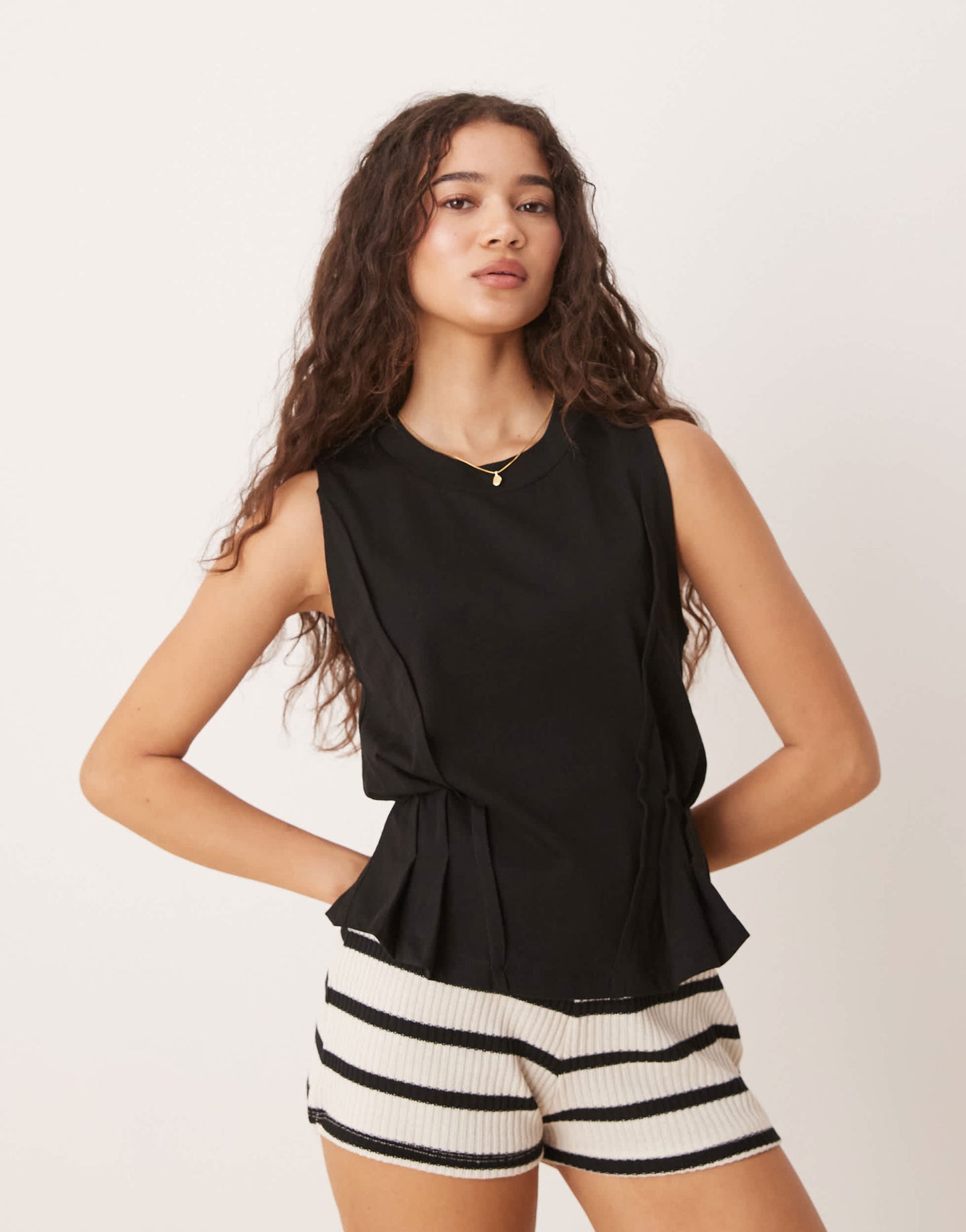 ASOS DESIGN seam detail corset vest in black