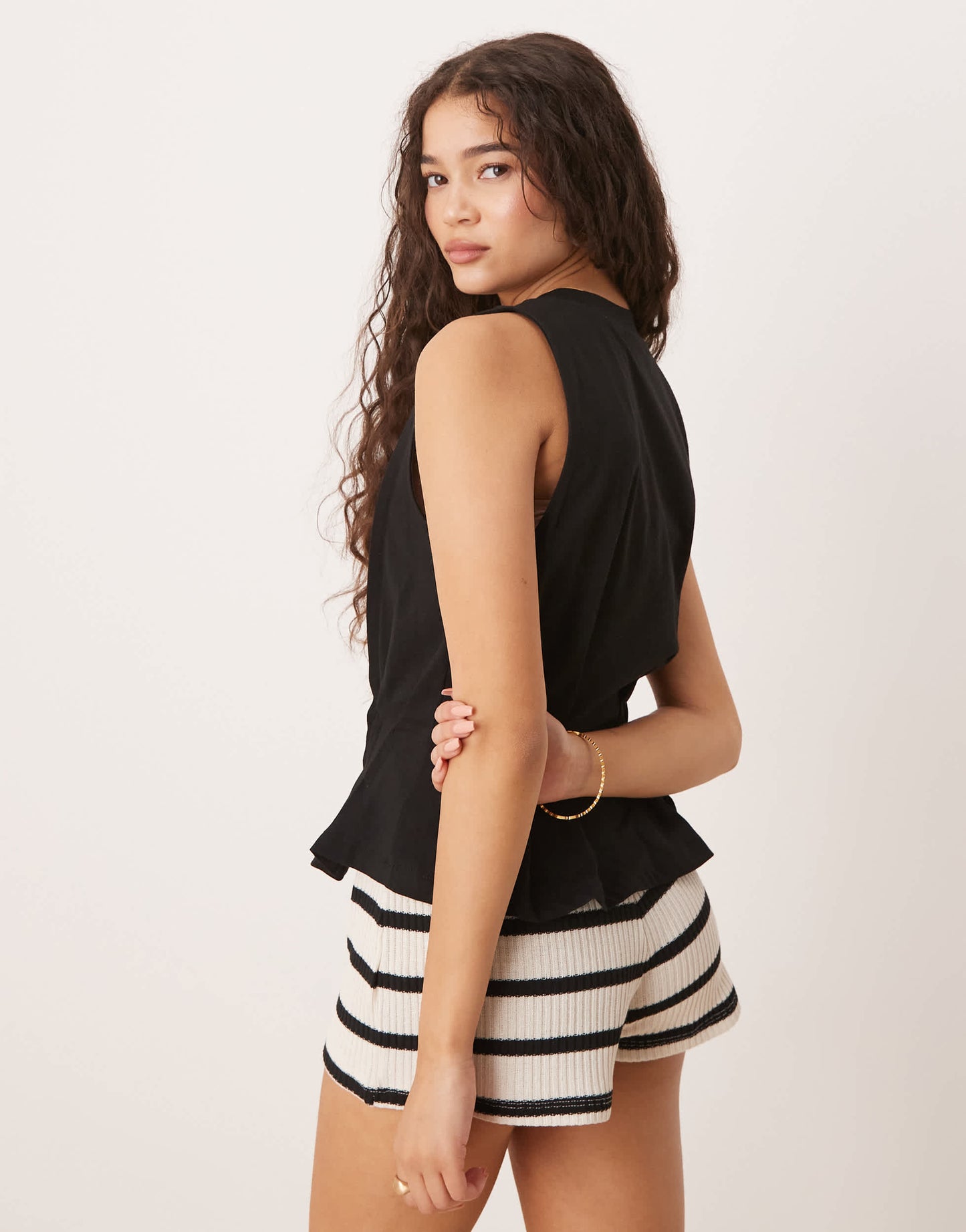 ASOS DESIGN seam detail corset vest in black