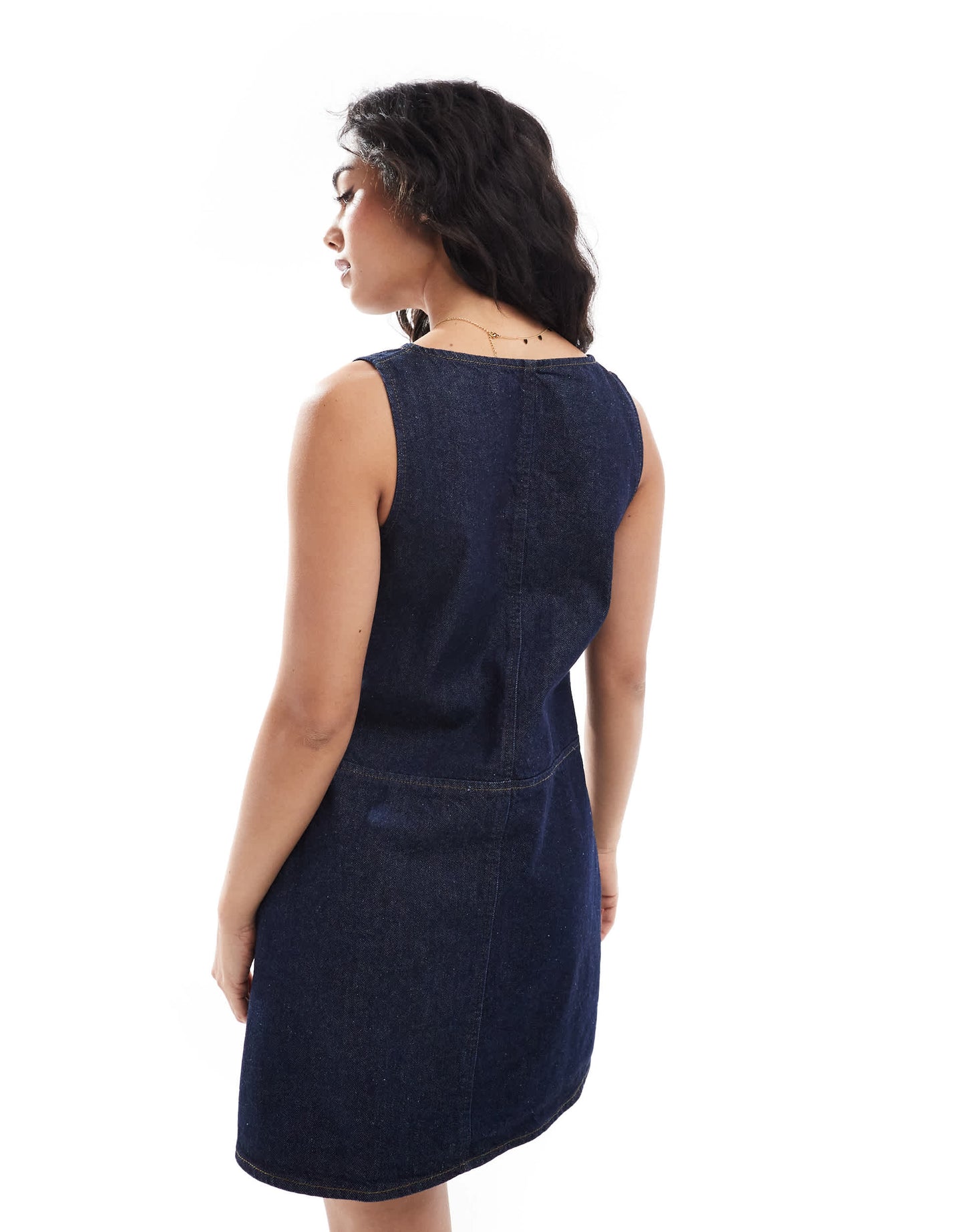 ASOS DESIGN denim tie front shift dress in indigo