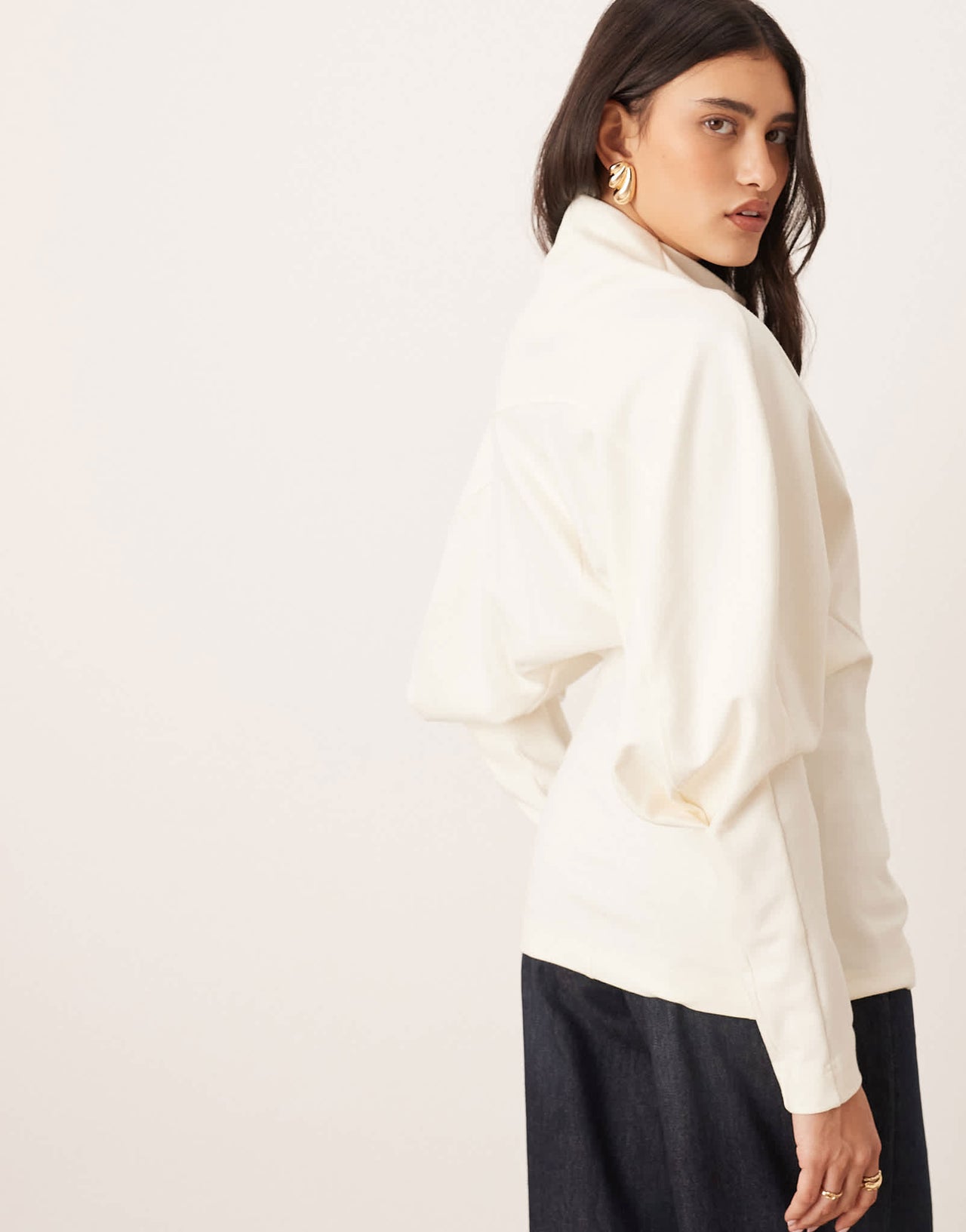 ARRANGE sculptural jersey longline top in cream