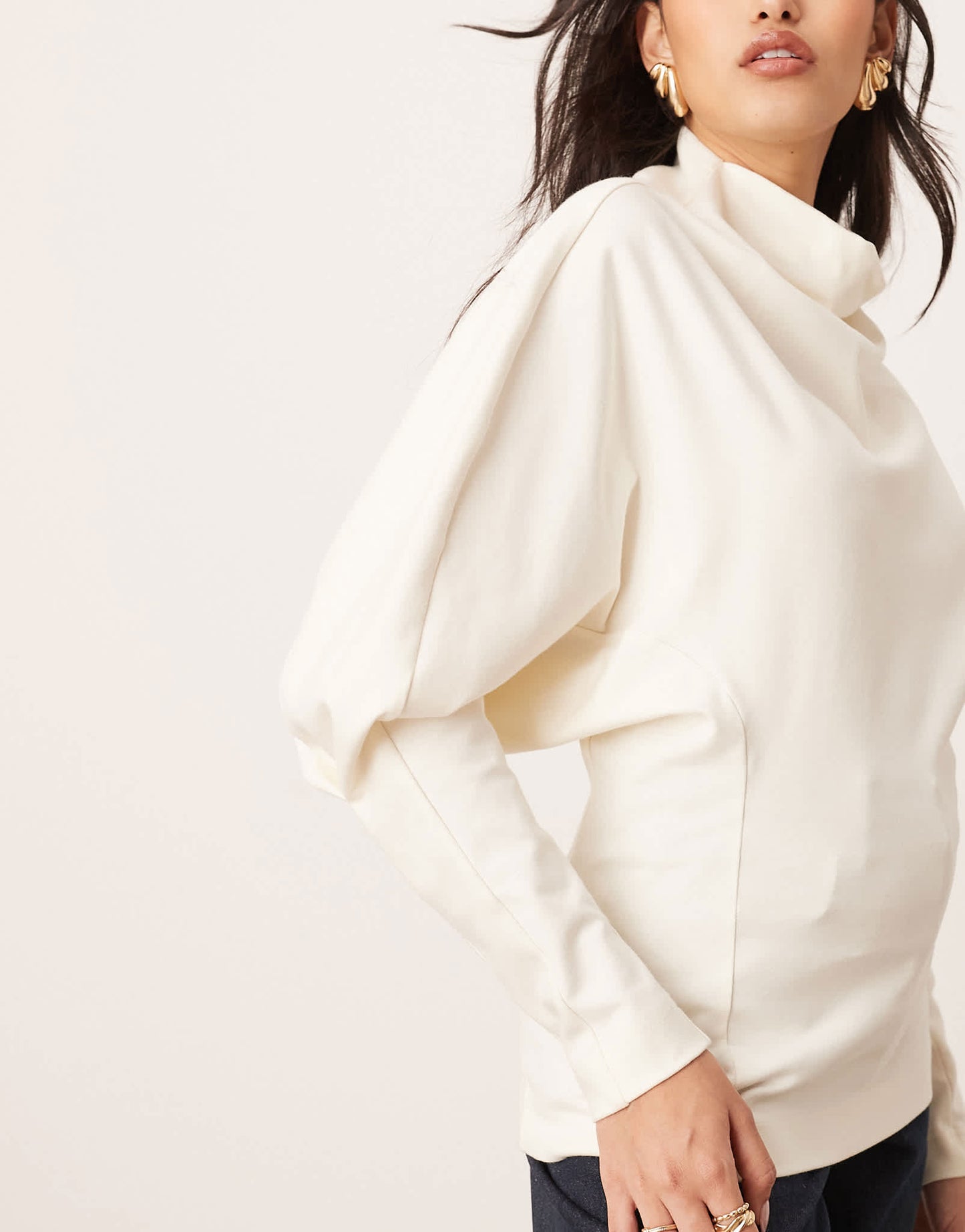 ARRANGE sculptural jersey longline top in cream