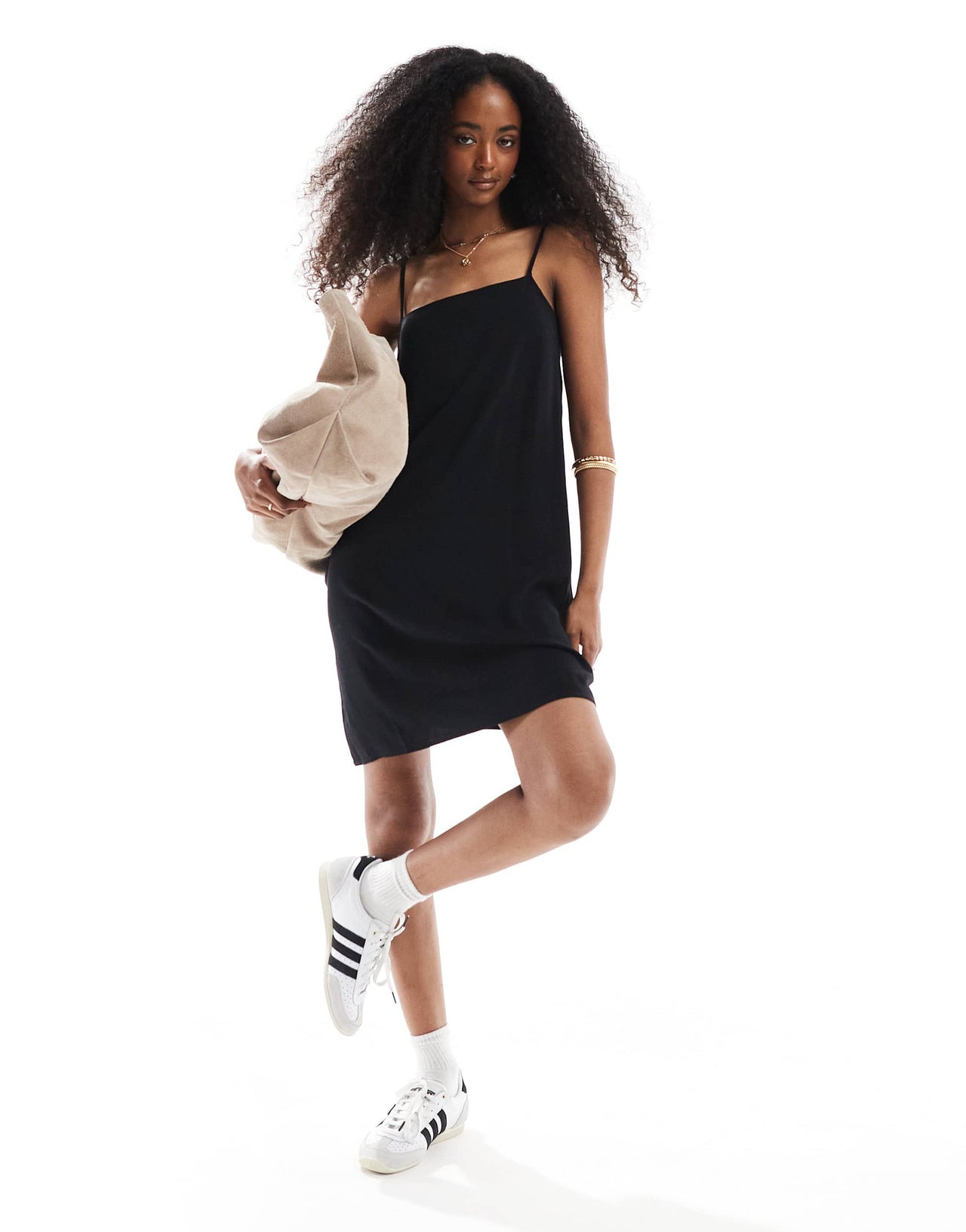 Vero Moda sqaure neck cami mini dress in black
