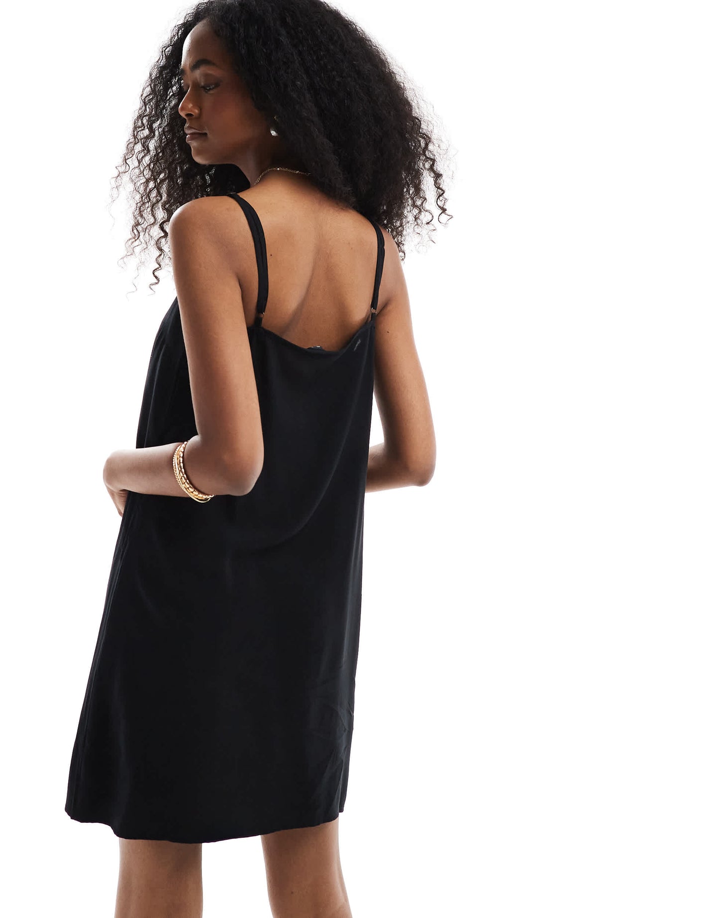 Vero Moda sqaure neck cami mini dress in black