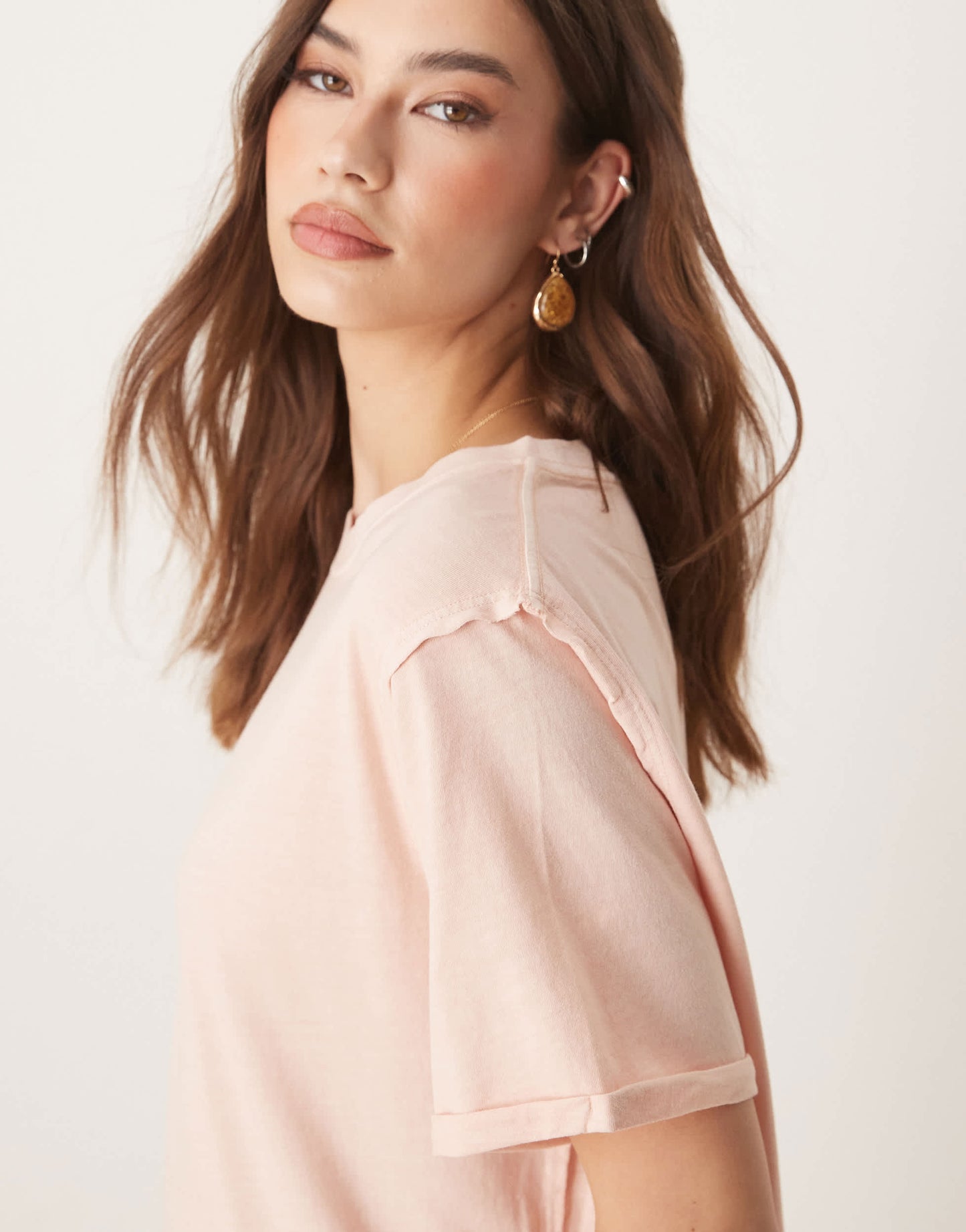 ASOS DESIGN slouchy raw edge regular fit washed t-shirt in washed rose