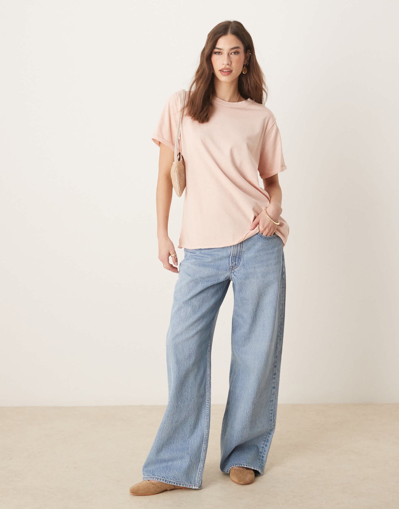 ASOS DESIGN slouchy raw edge regular fit washed t-shirt in washed rose