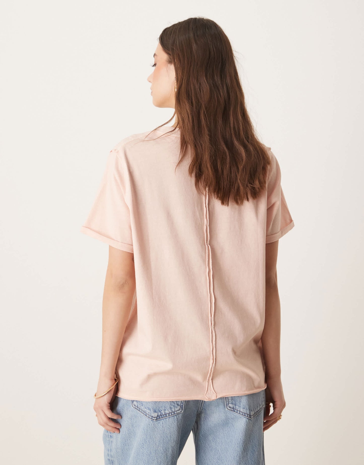 ASOS DESIGN slouchy raw edge regular fit washed t-shirt in washed rose