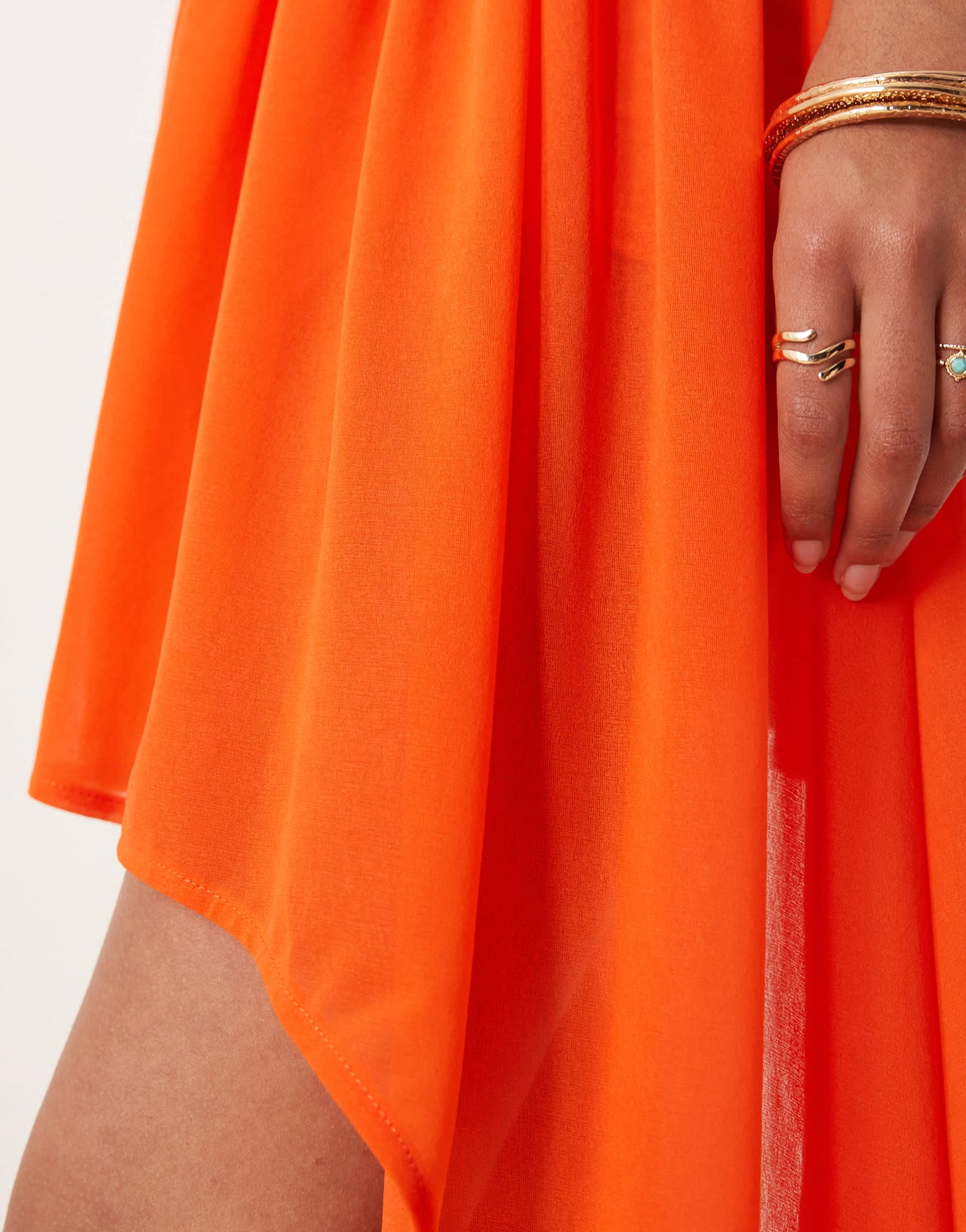 ASOS DESIGN co-ord ruffle mini skirt with asymmetric hem in orange