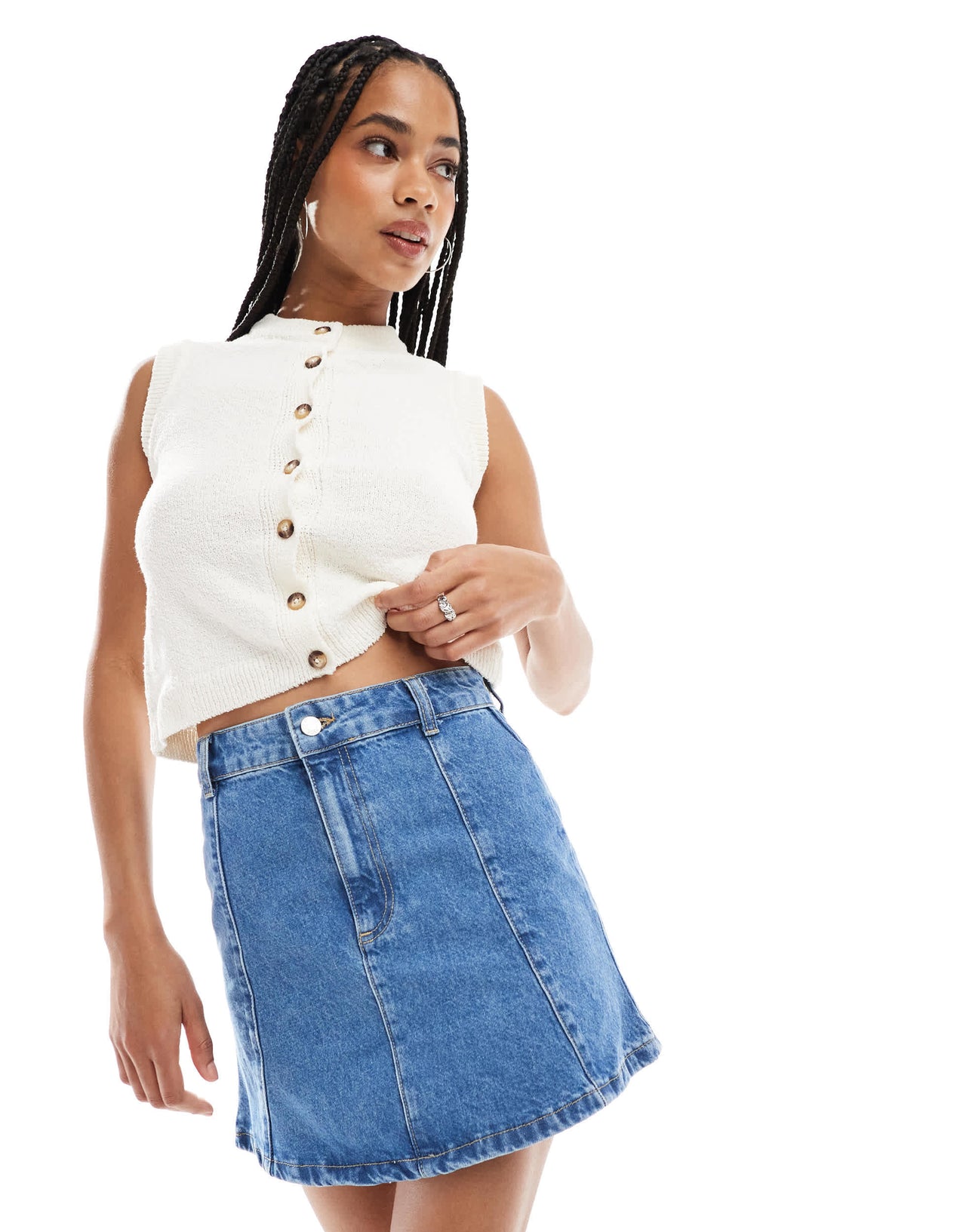 ASOS DESIGN high waist flared hem mini skirt co-ord