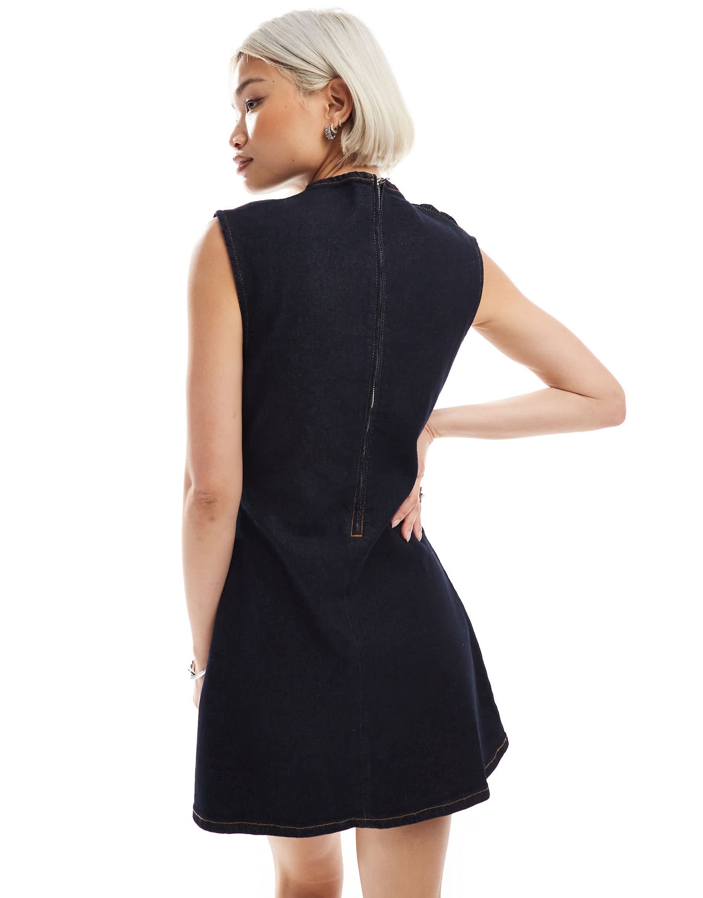 ASOS DESIGN cinch waist rouched denim mini dress