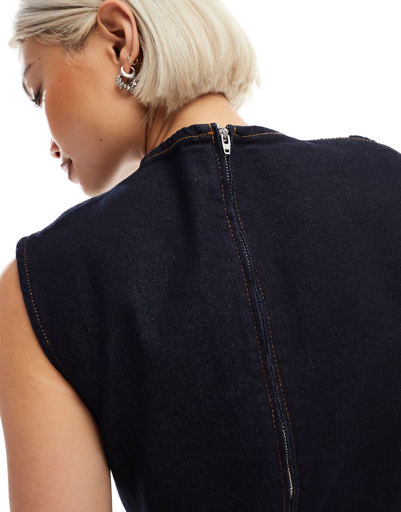 ASOS DESIGN cinch waist rouched denim mini dress