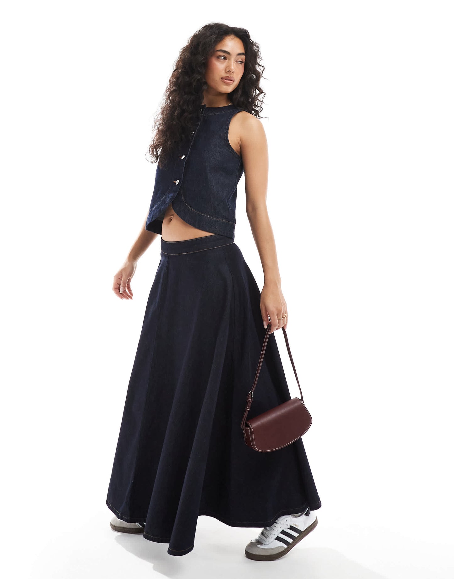 ASOS DESIGN denim circle skirt in indigo