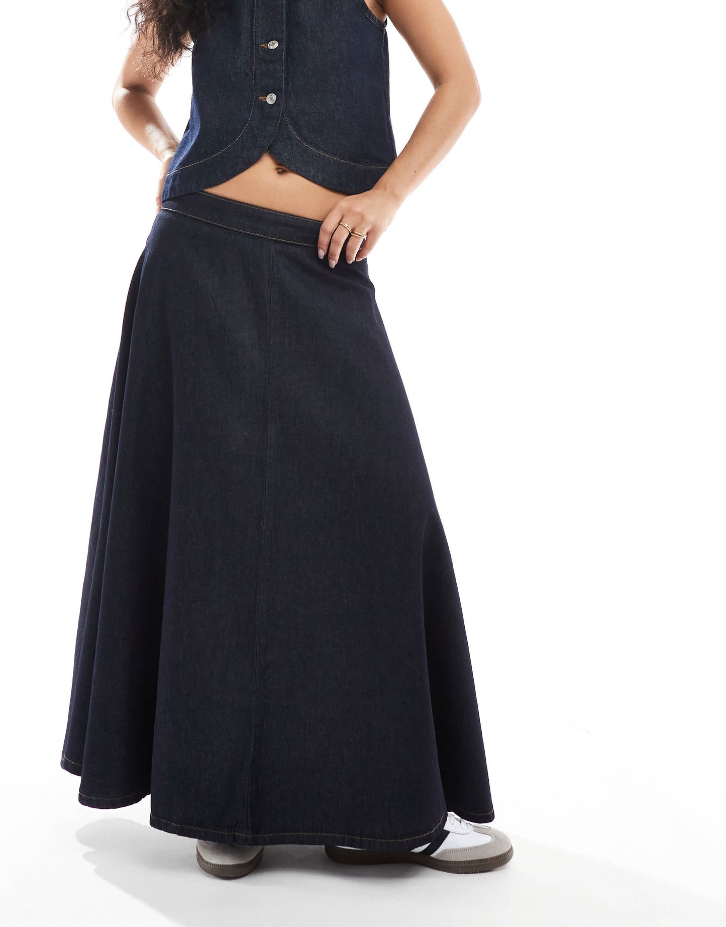 ASOS DESIGN denim circle skirt in indigo