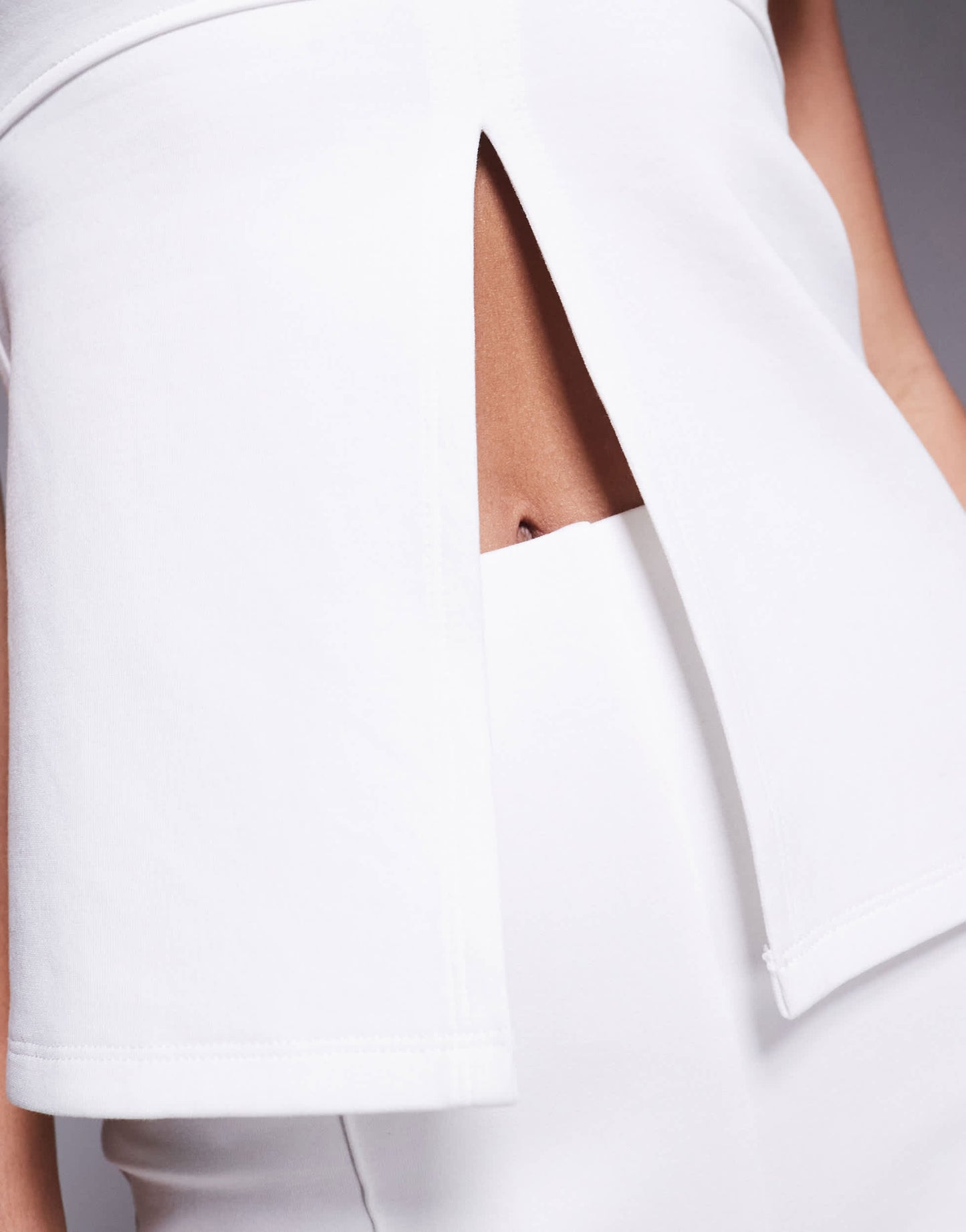 ASOS DESIGN co-ord ponte structured split front longline bandeau in ivory