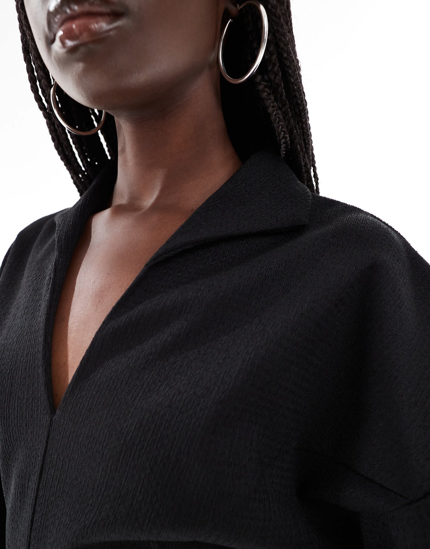 ASOS DESIGN short cocoon sleeve collared mini dress in black