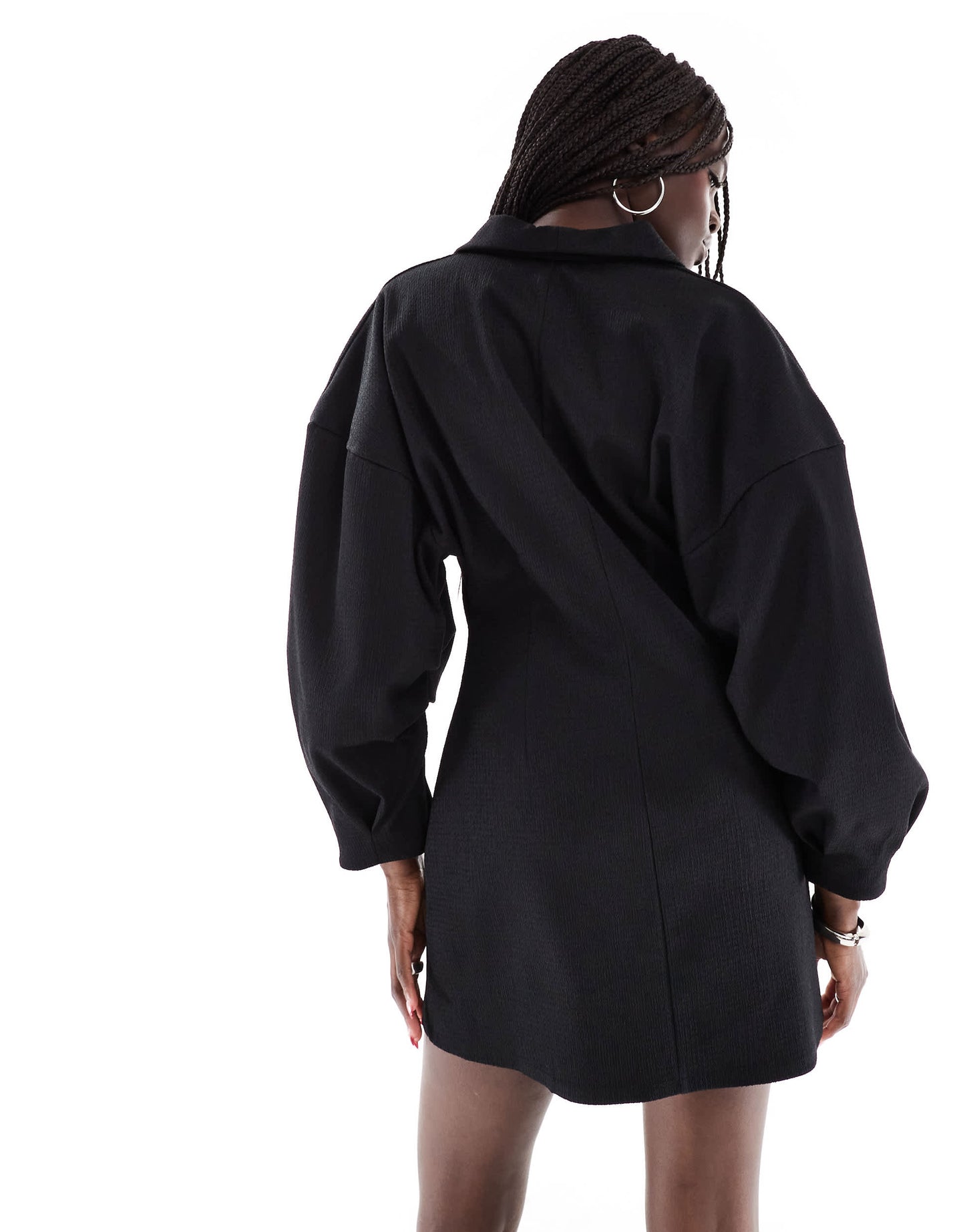 ASOS DESIGN short cocoon sleeve collared mini dress in black