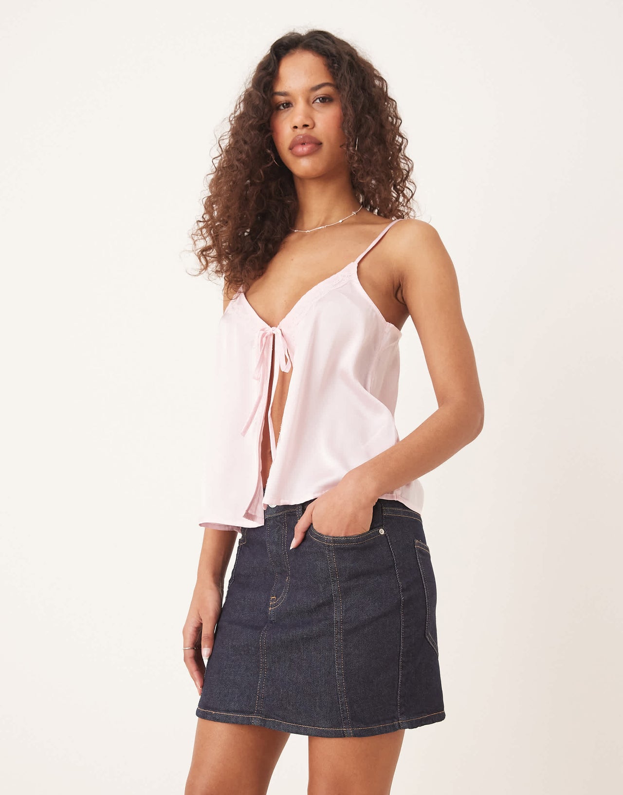Gina Tricot mini denim skirt in darkwash indigo blue
