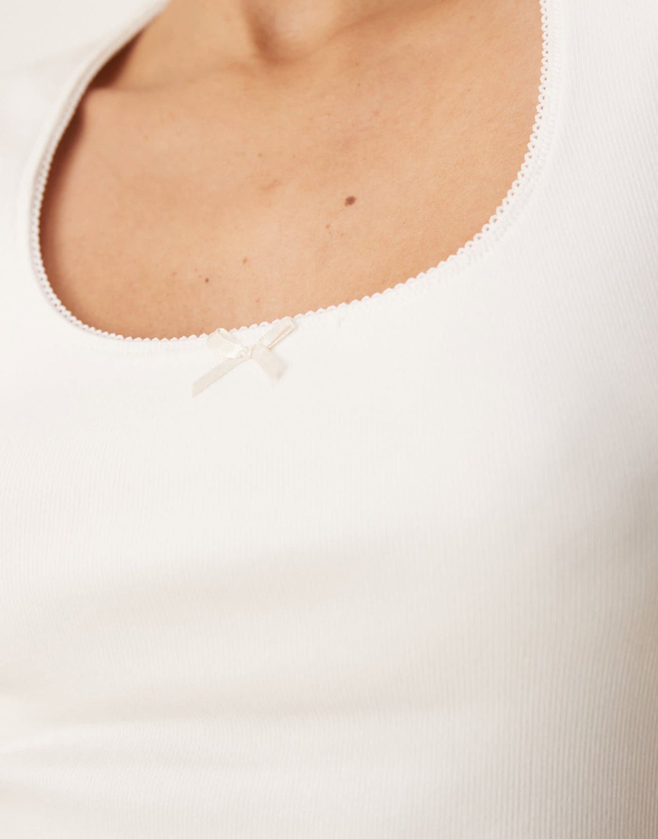 Gina Tricot embroidered edge cotton vest in white