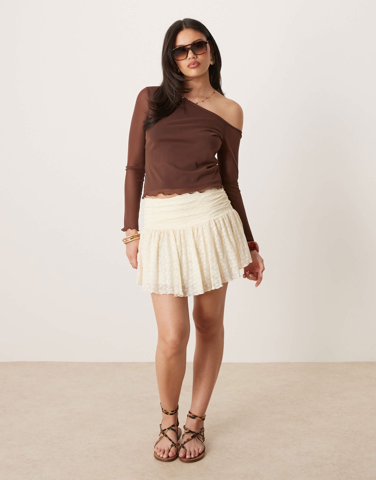 Gina Tricot mini lace skirt in butter yellow