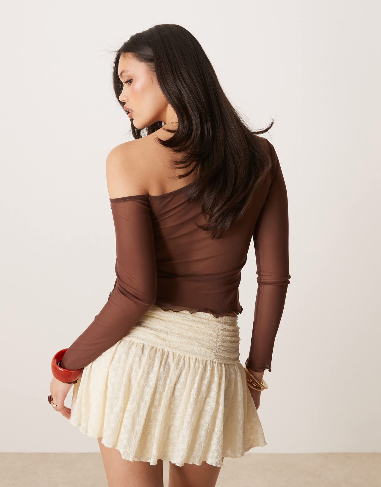 Gina Tricot mini lace skirt in butter yellow