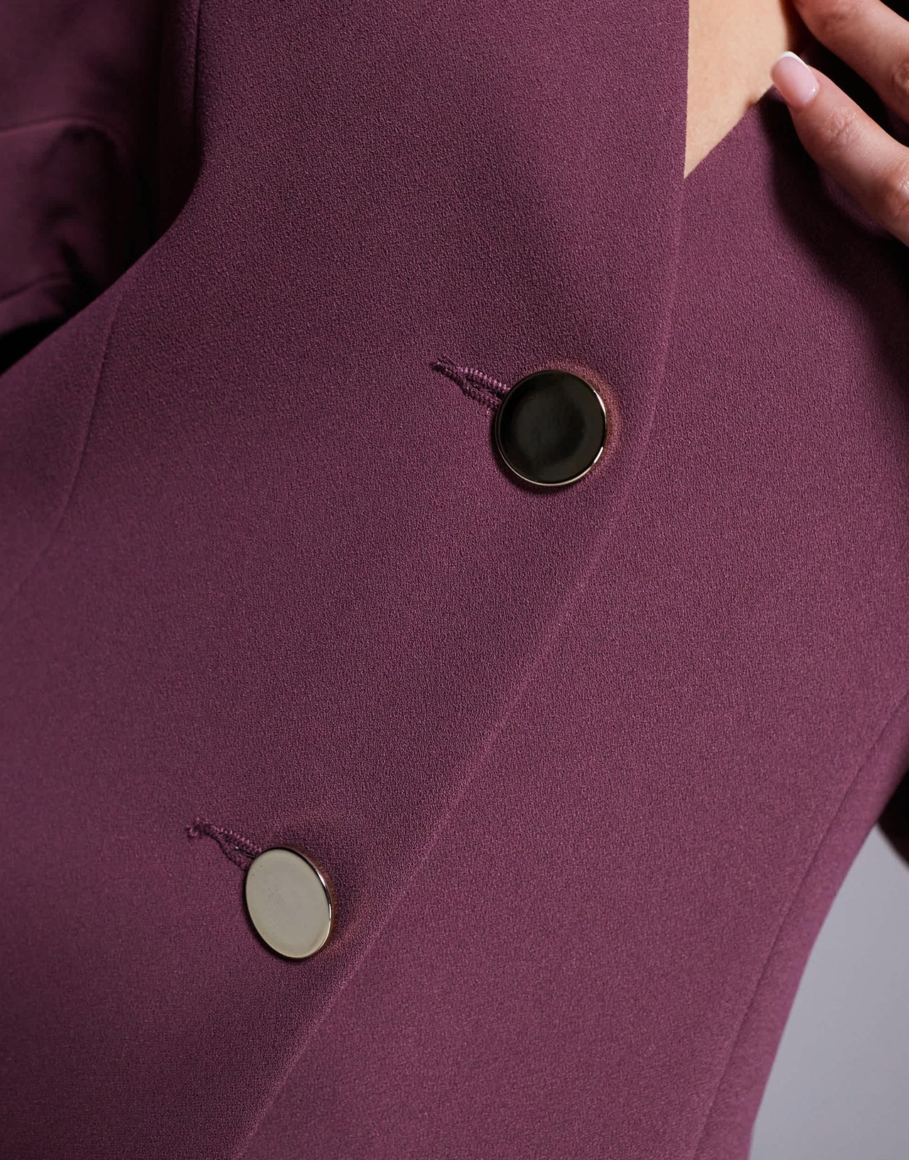 ASOS DESIGN collarless nipped waist blazer in plum