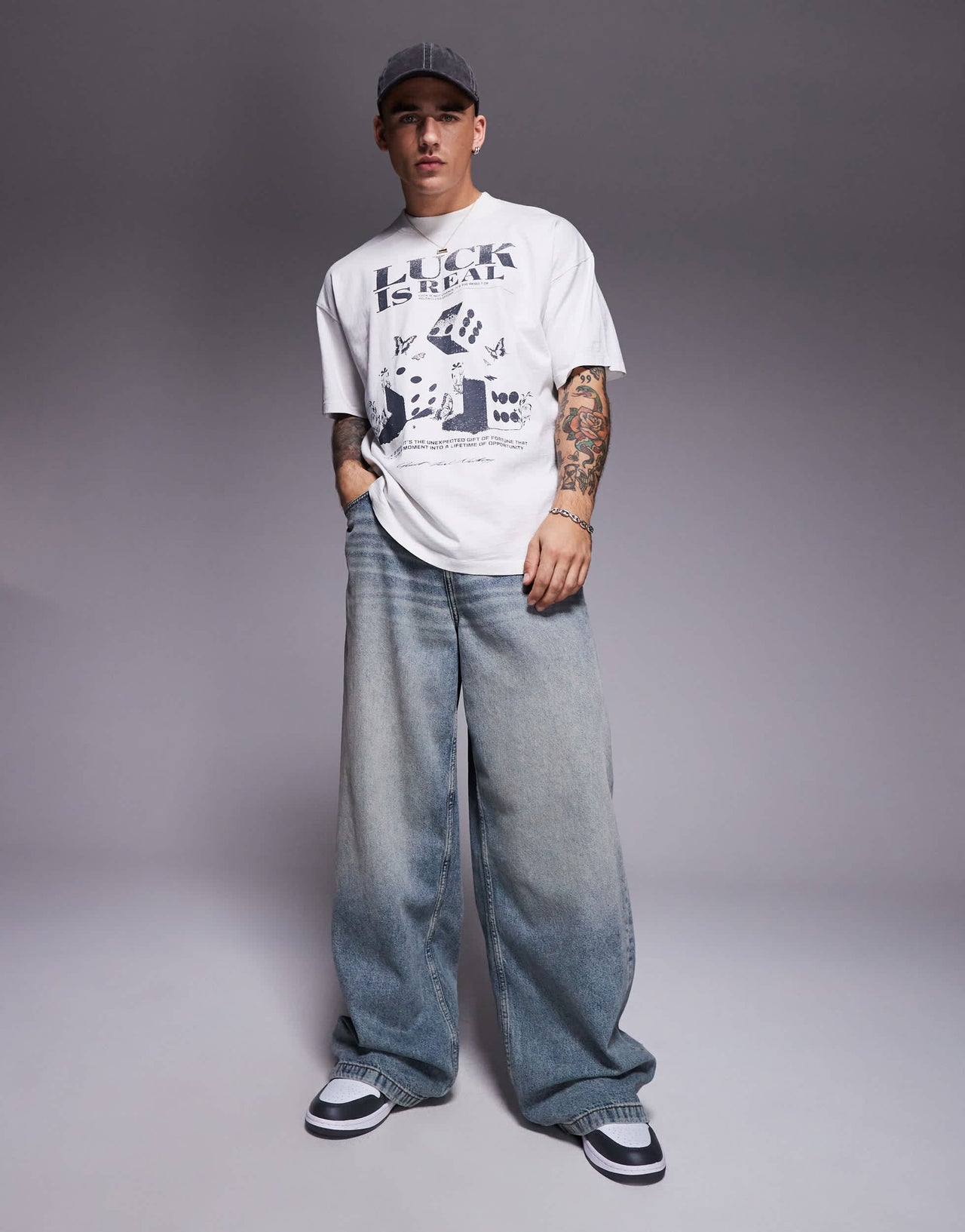 Good For Nothing oversized luck t-shirt in off white