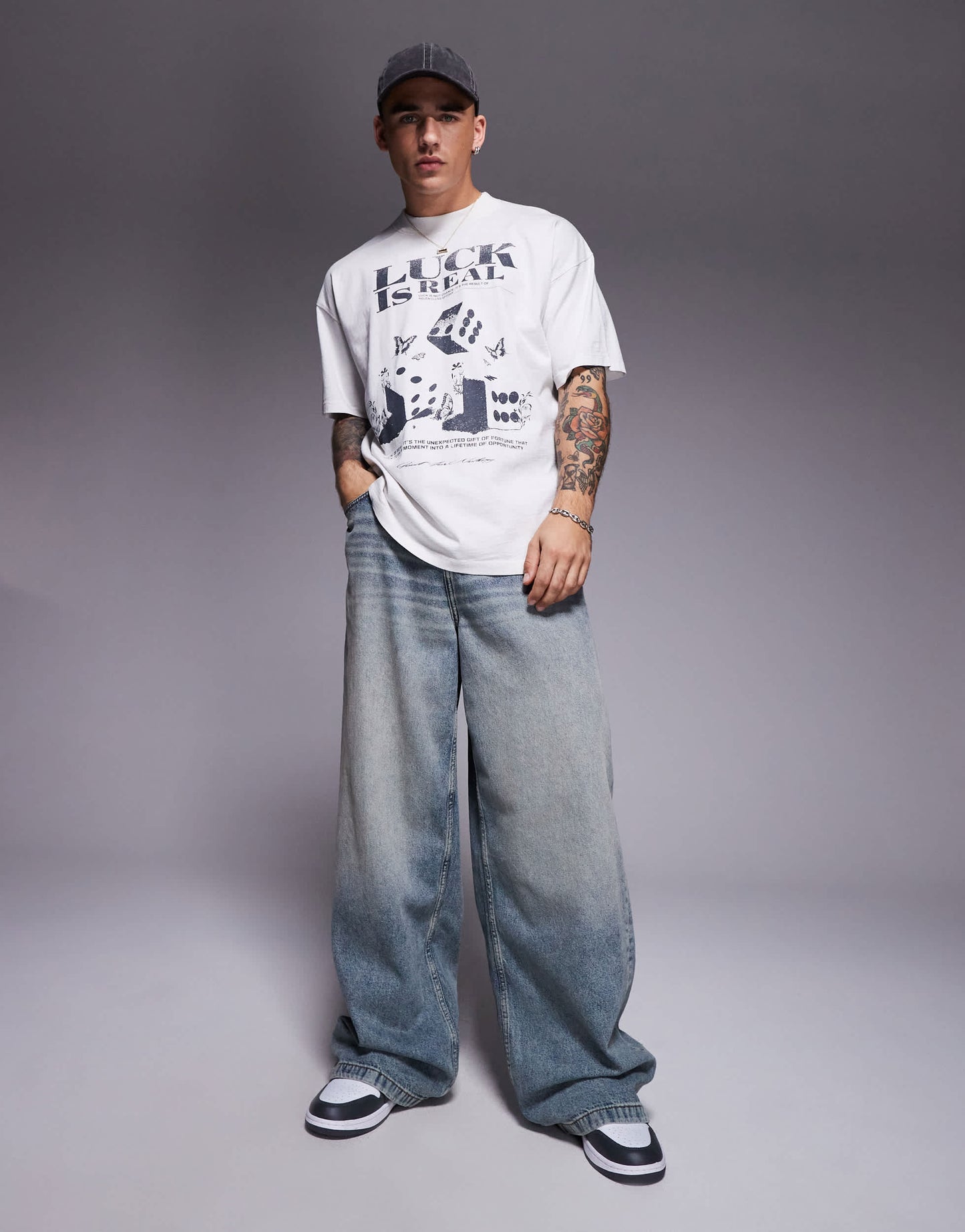 Good For Nothing oversized luck t-shirt in off white