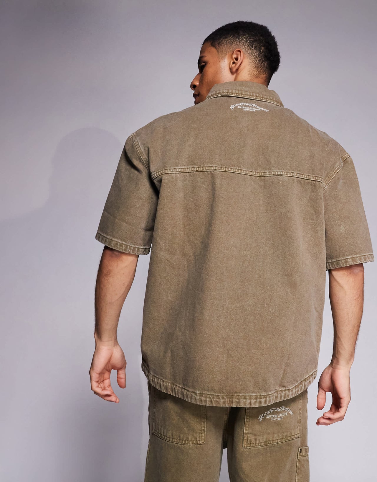 Good For Nothing co-ord boxy fit denim overshirt in washed brown