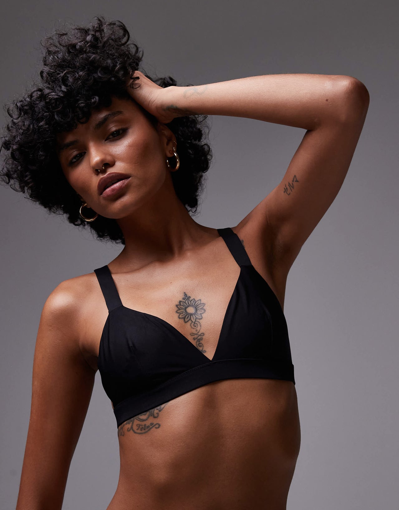 ARKET mix and match microfibre soft triangle bra in black
