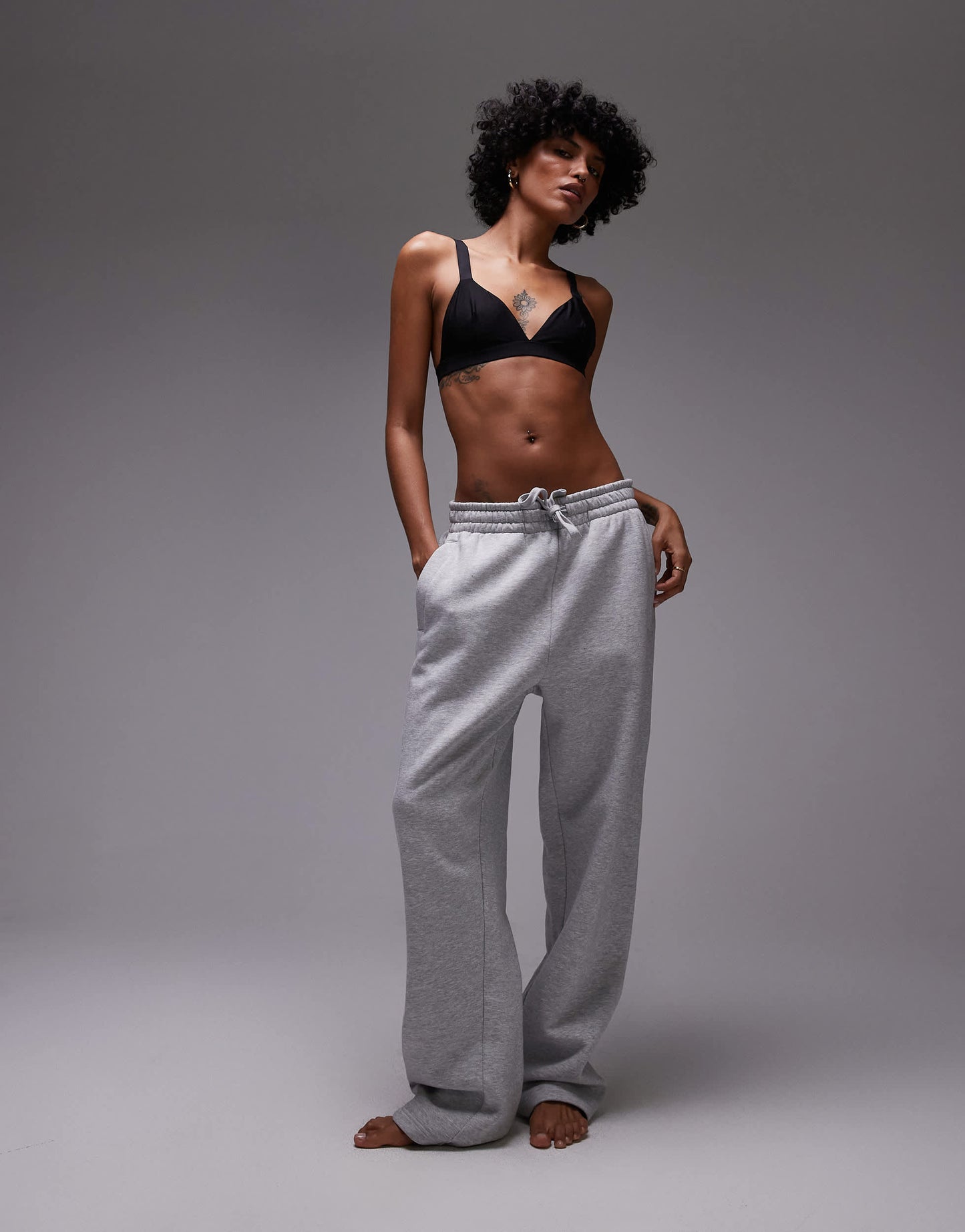 ARKET mix and match microfibre soft triangle bra in black
