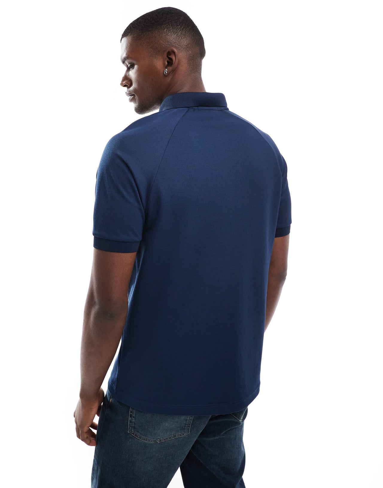 Fred Perry jacquard zip sporty polo shirt in blue