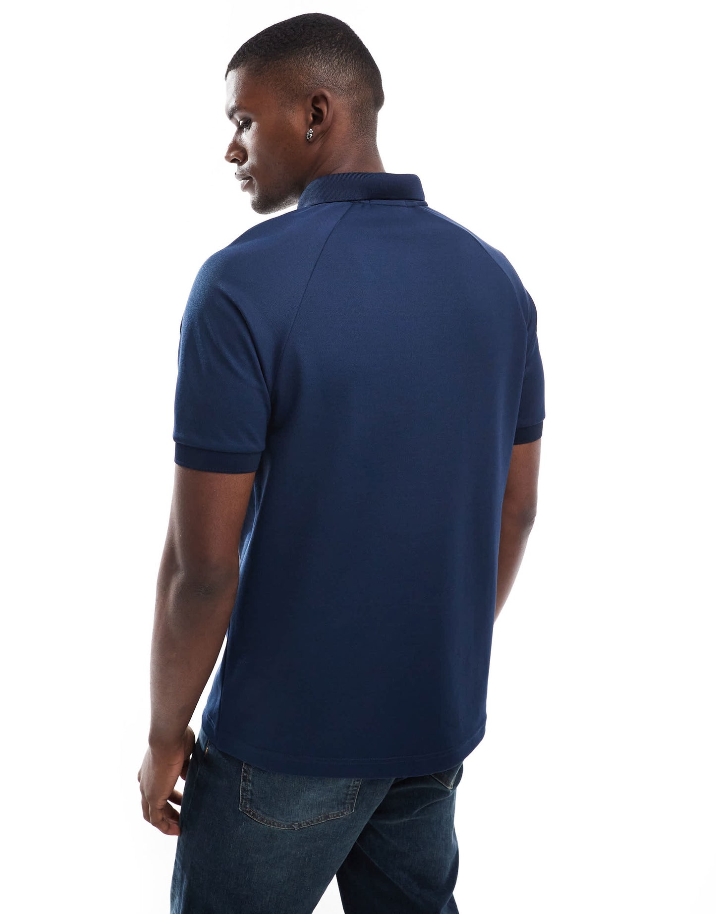 Fred Perry jacquard zip sporty polo shirt in blue